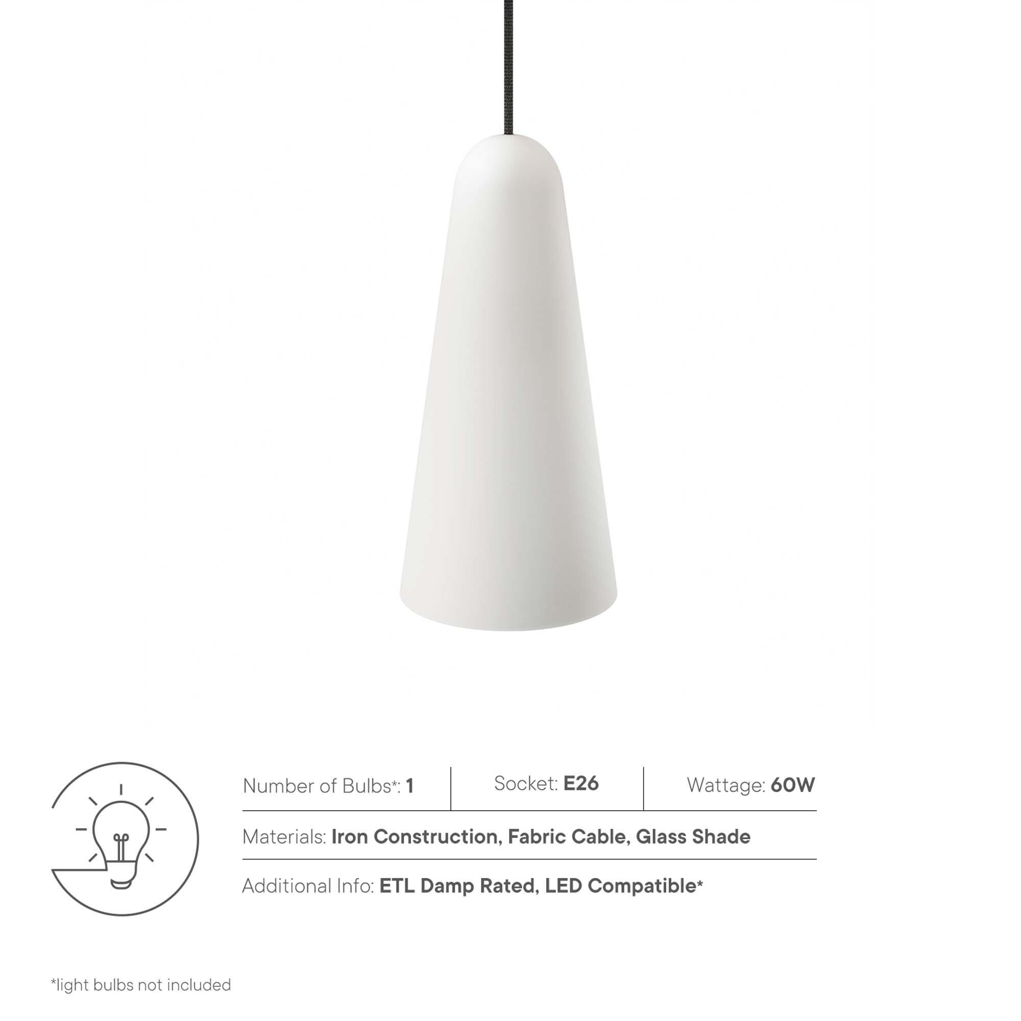 Modway Beacon Pendant Light, Opal/Black, large