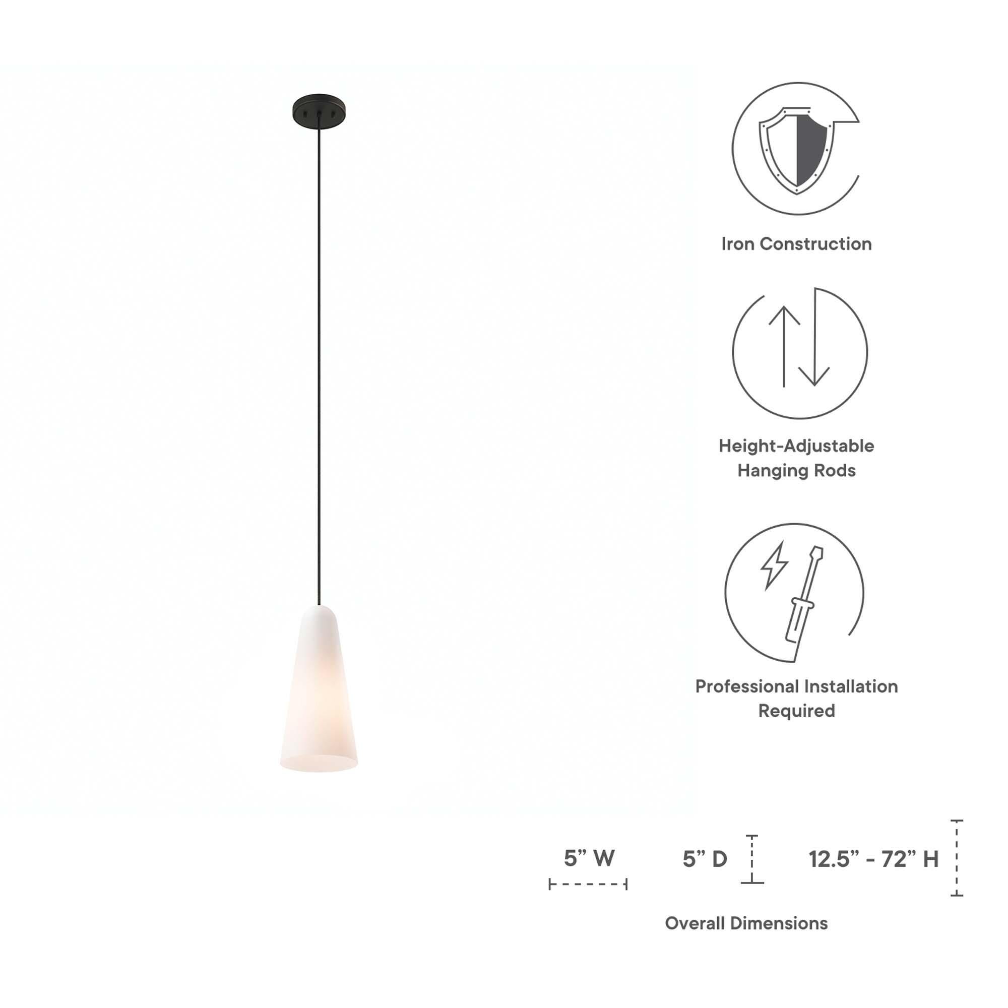 Modway Beacon Pendant Light, Opal/Black, large