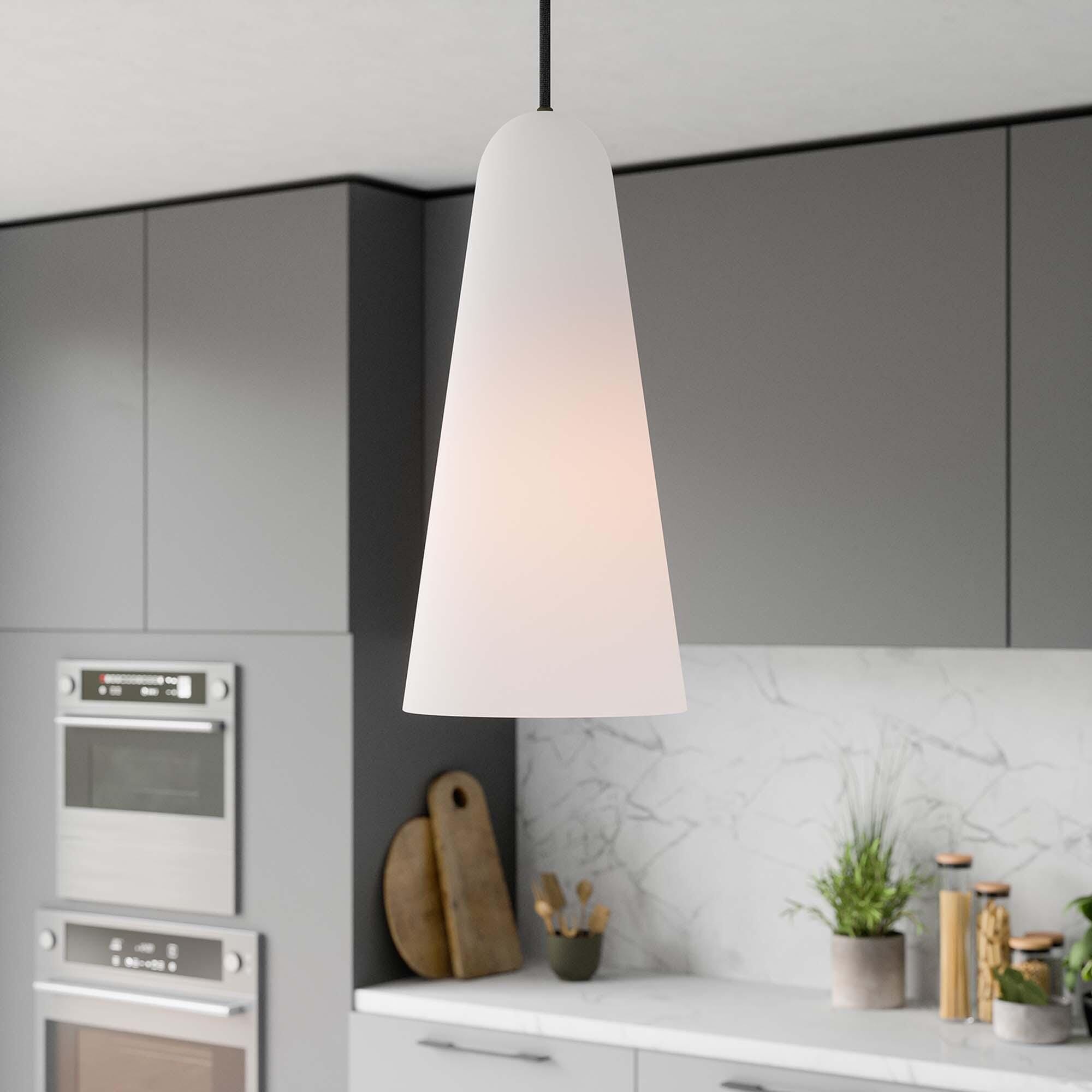 Modway Beacon Pendant Light, Opal/Black, large