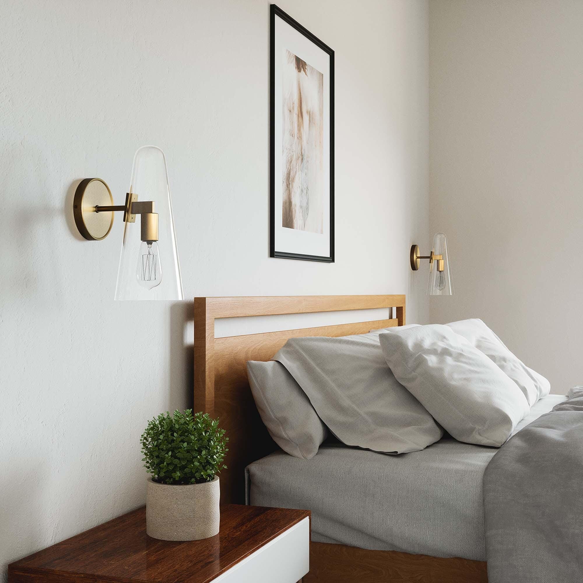 Modway Beacon Wall Sconce, Clear/Brass, rollover