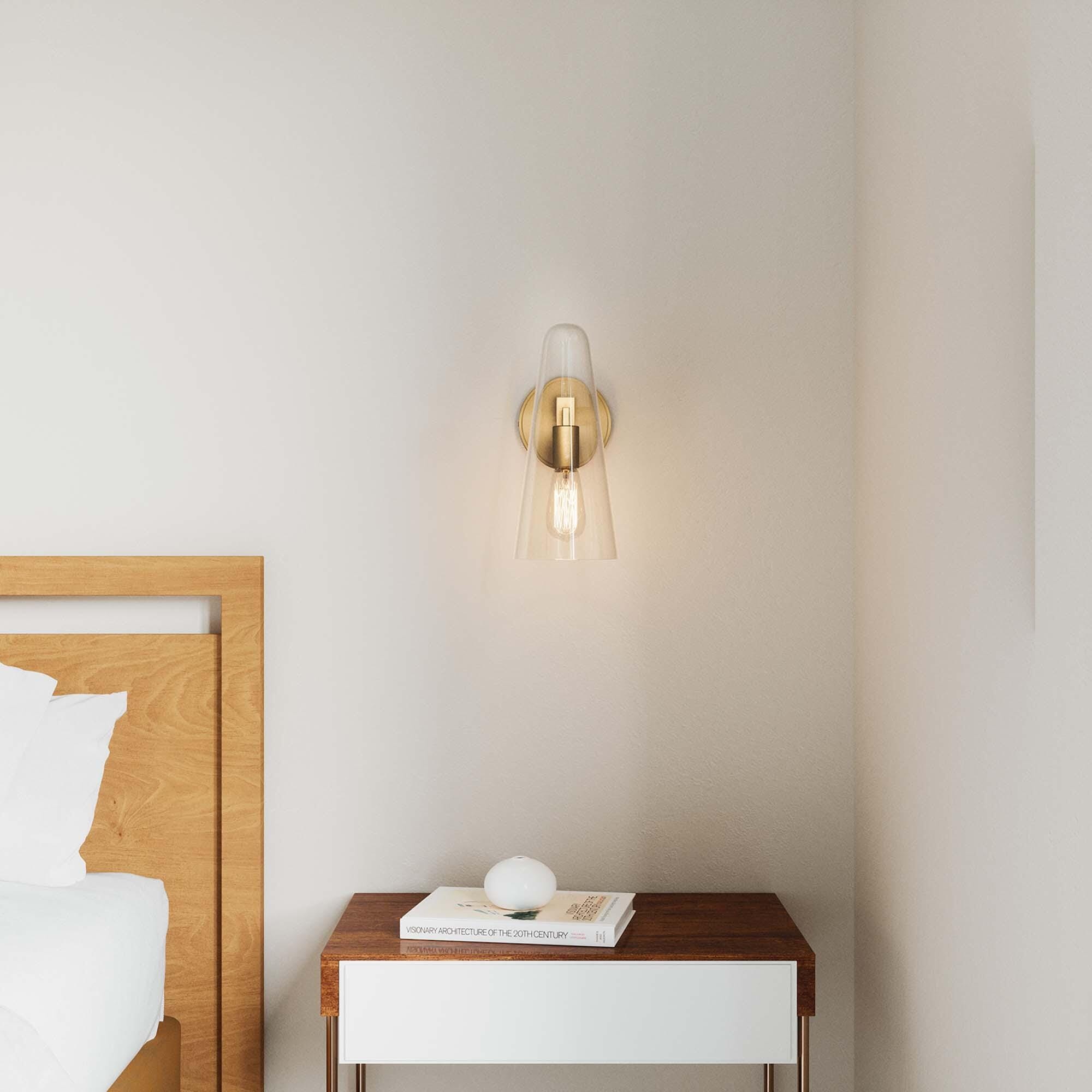 Modway Beacon Wall Sconce, Clear/Brass, large