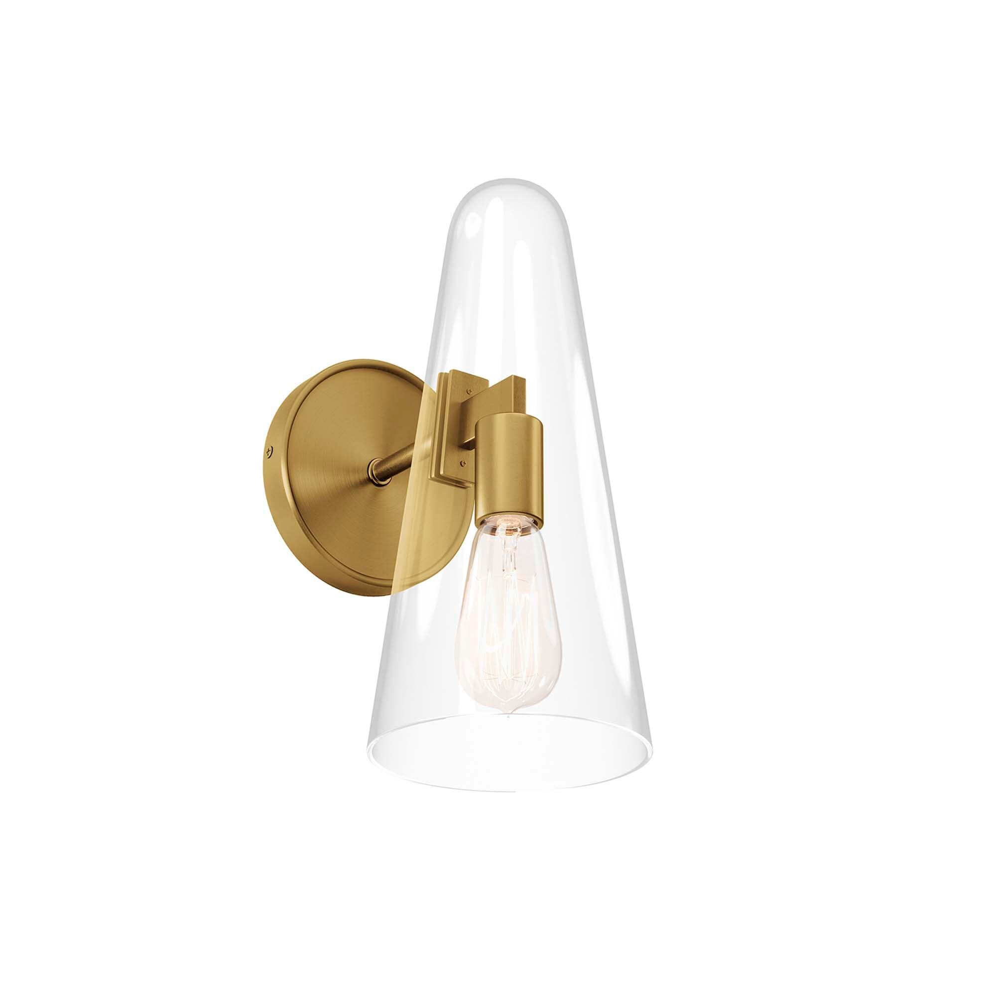 Modway Beacon Wall Sconce, Clear/Brass, large