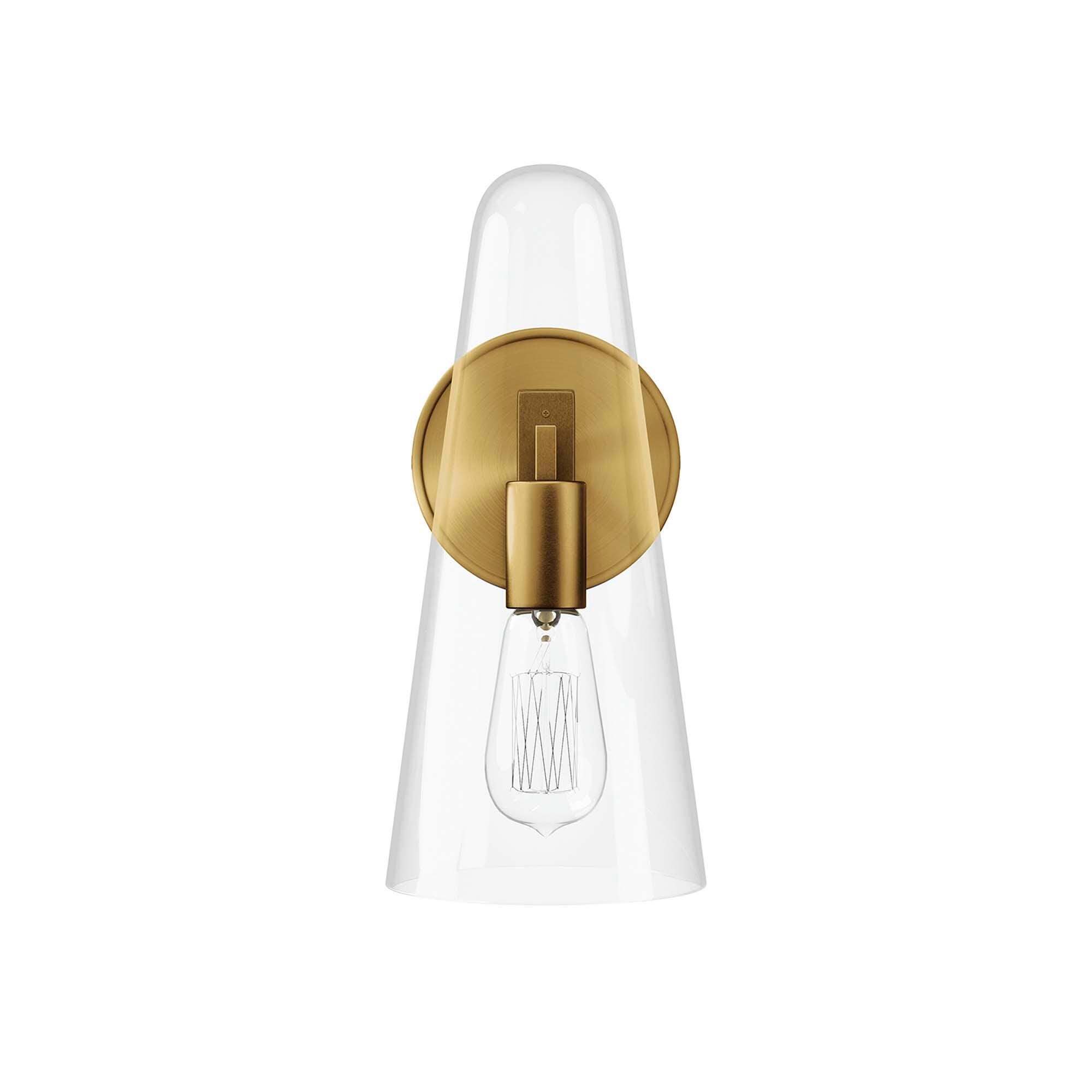 Modway Beacon Wall Sconce, Clear/Brass, large