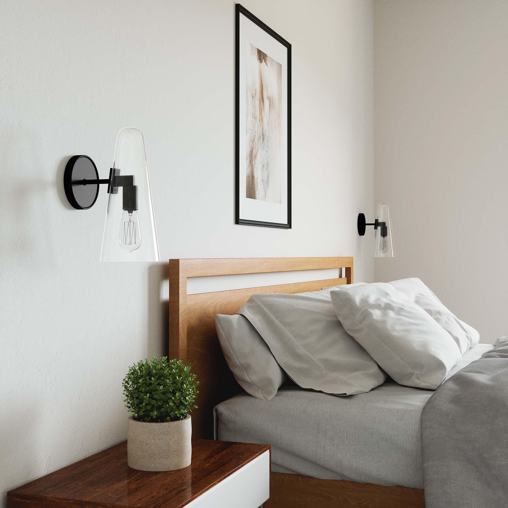 Modway Beacon Wall Sconce, Clear/Black, rollover