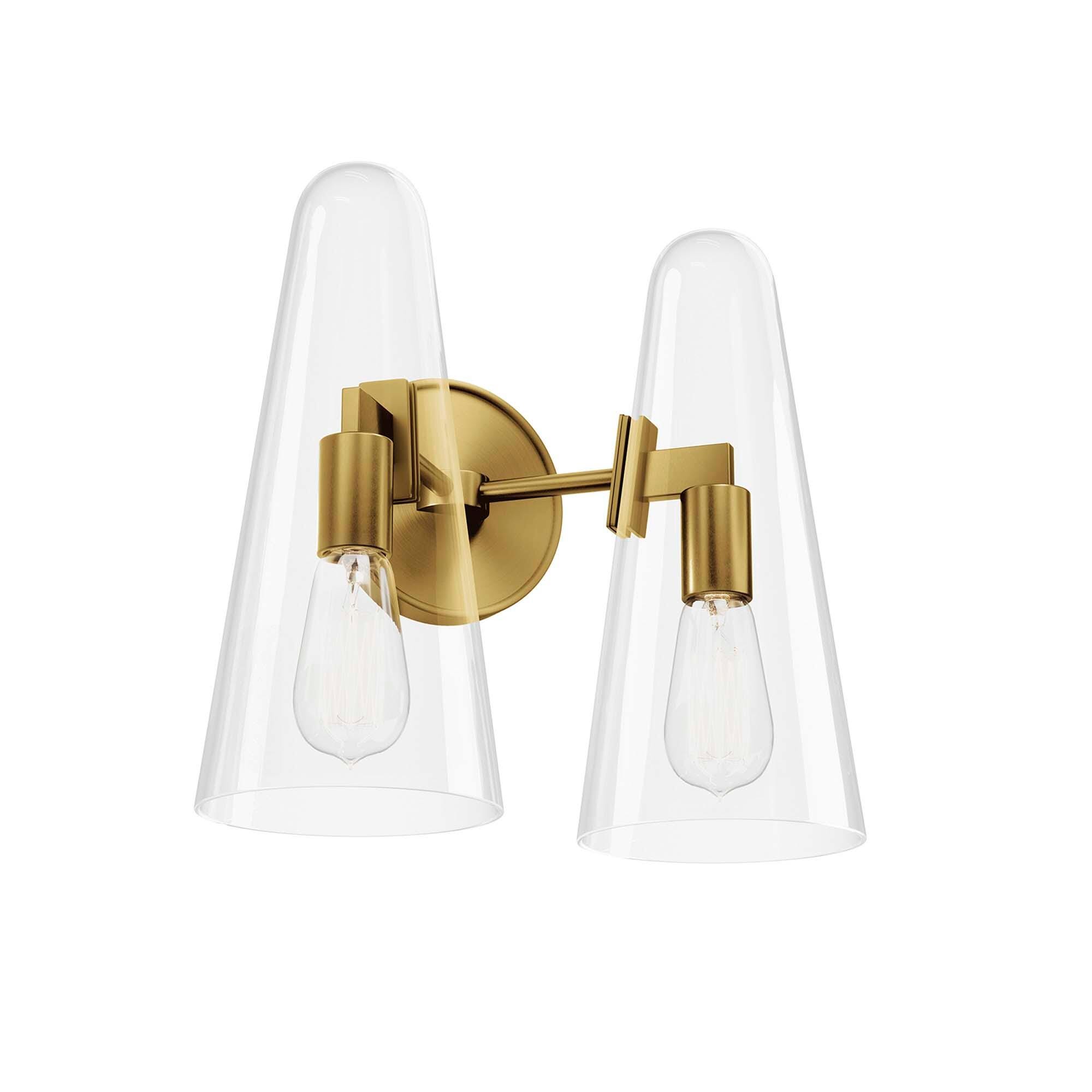 Modway Beacon Solid Wall Sconce, Clear/Brass, large