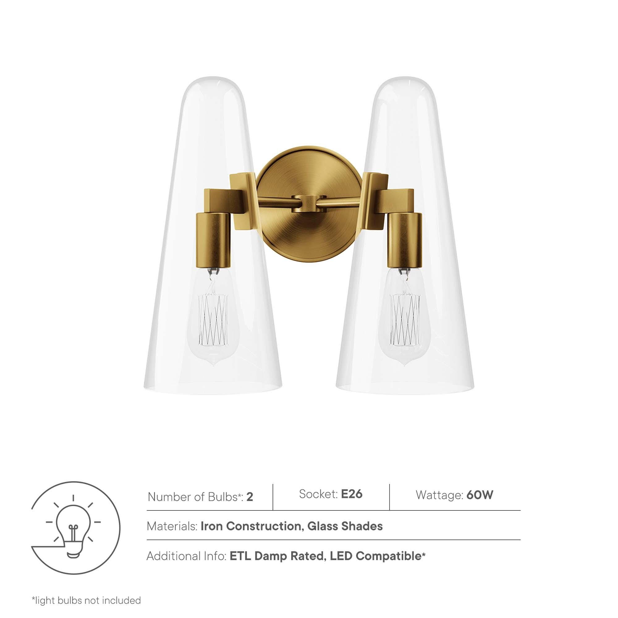 Modway Beacon Solid Wall Sconce, Clear/Brass, large