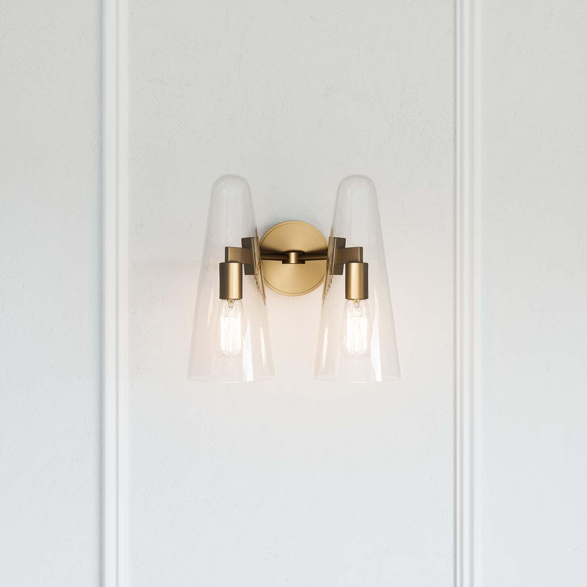 Modway Beacon Solid Wall Sconce, Clear/Brass, large