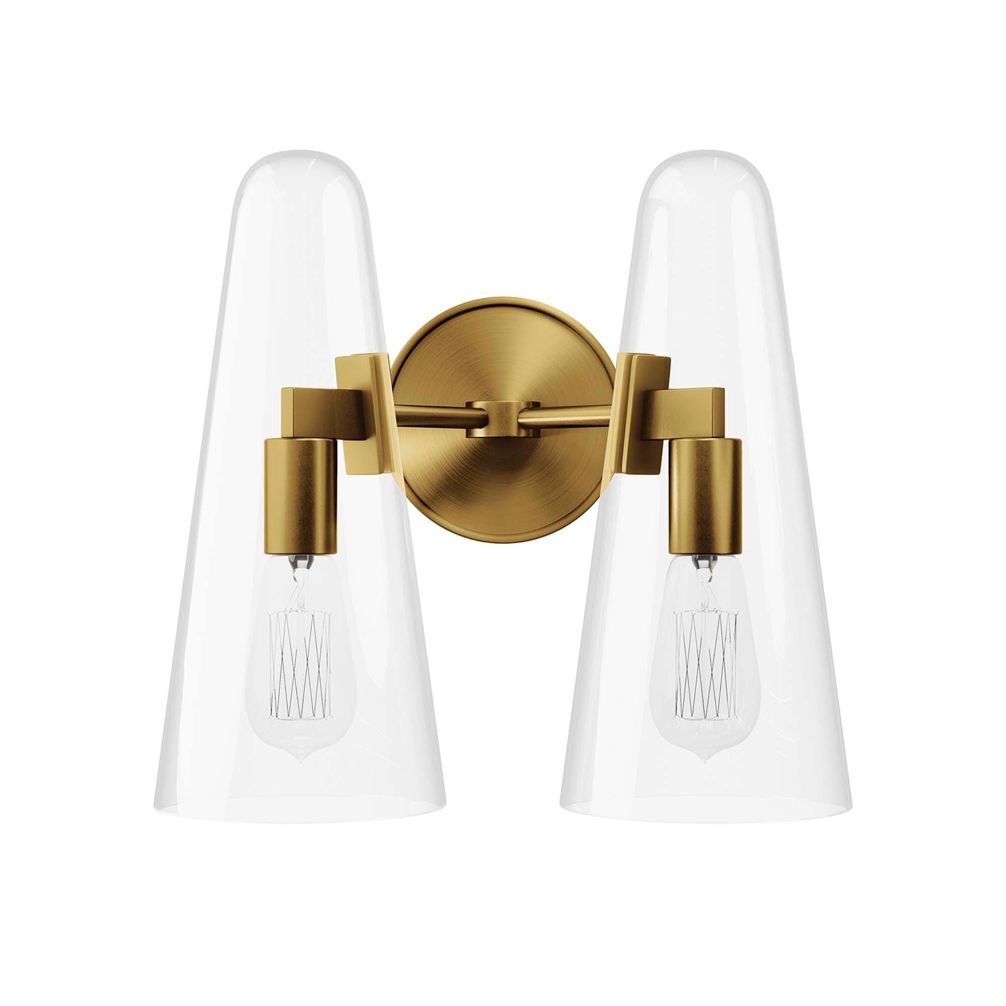 Modway Beacon Solid Wall Sconce, Clear/Brass, large