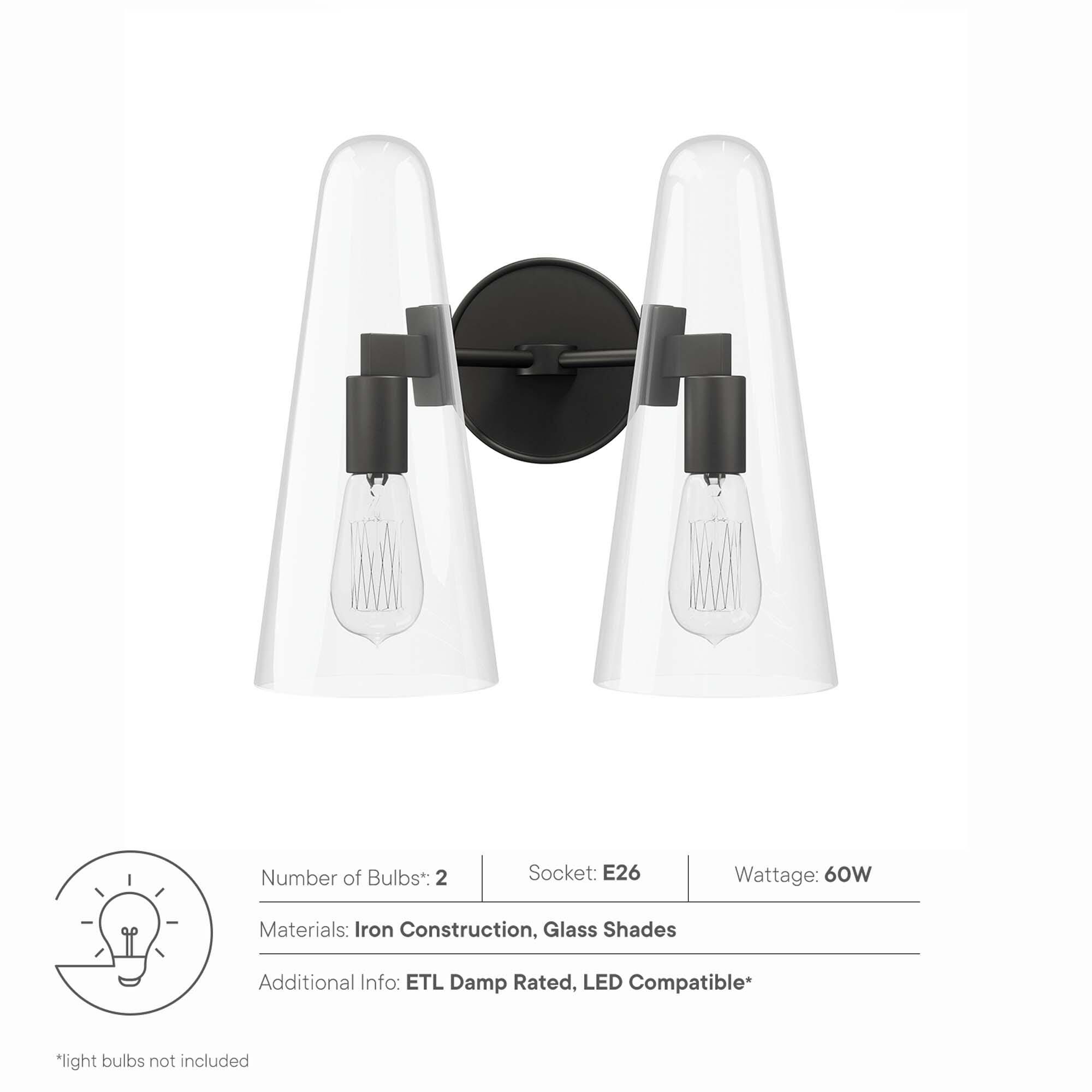Modway Beacon Solid Wall Sconce, Clear/Black, large