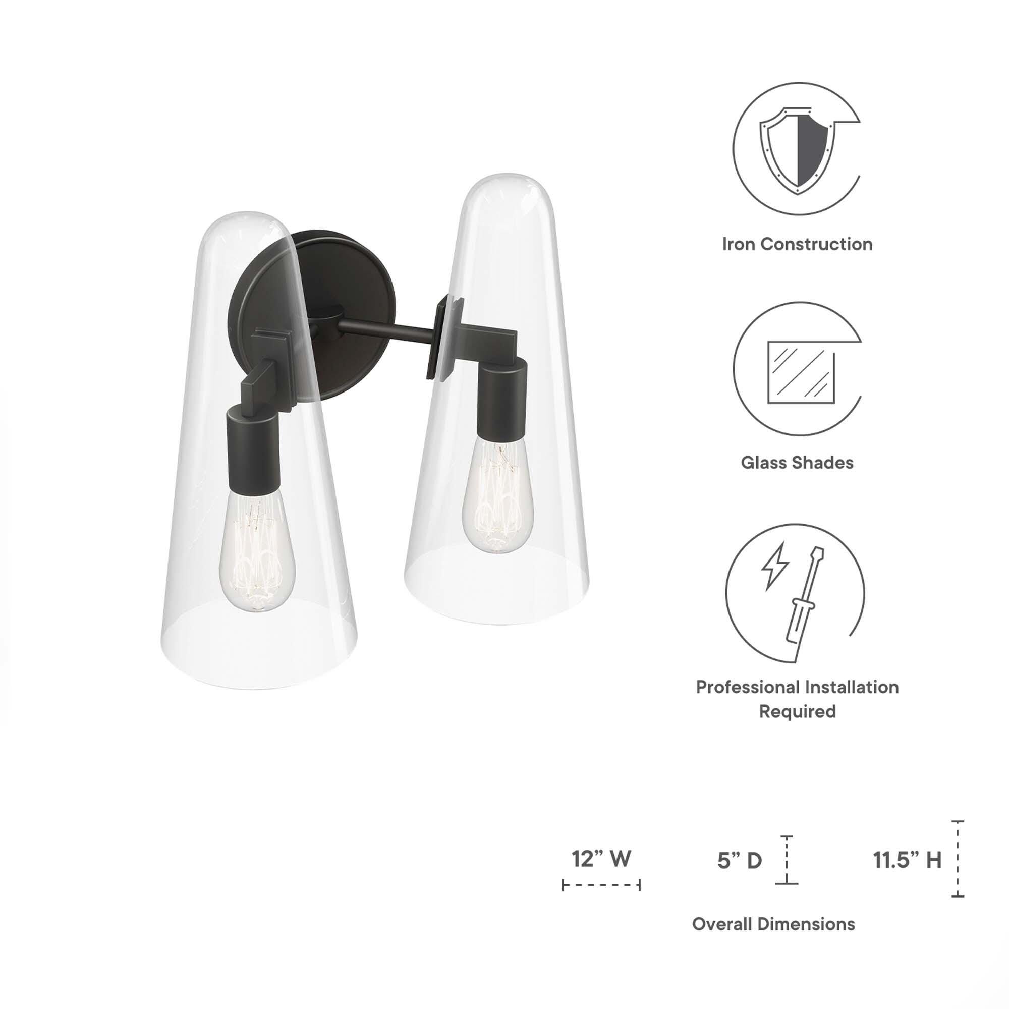 Modway Beacon Solid Wall Sconce, Clear/Black, large