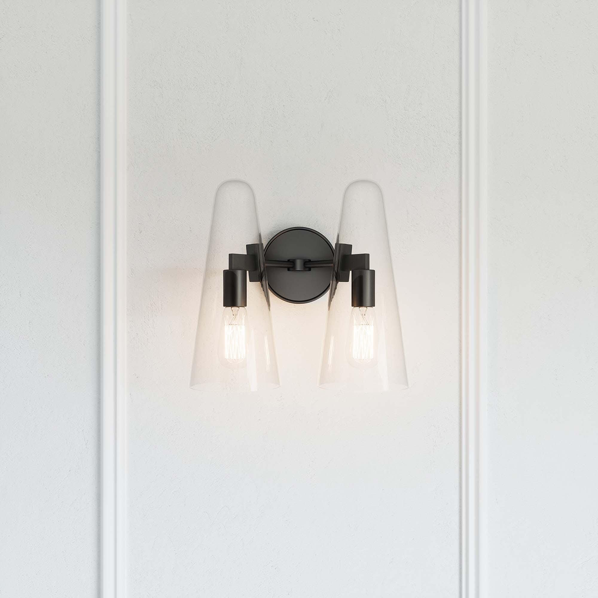 Modway Beacon Solid Wall Sconce, Clear/Black, large