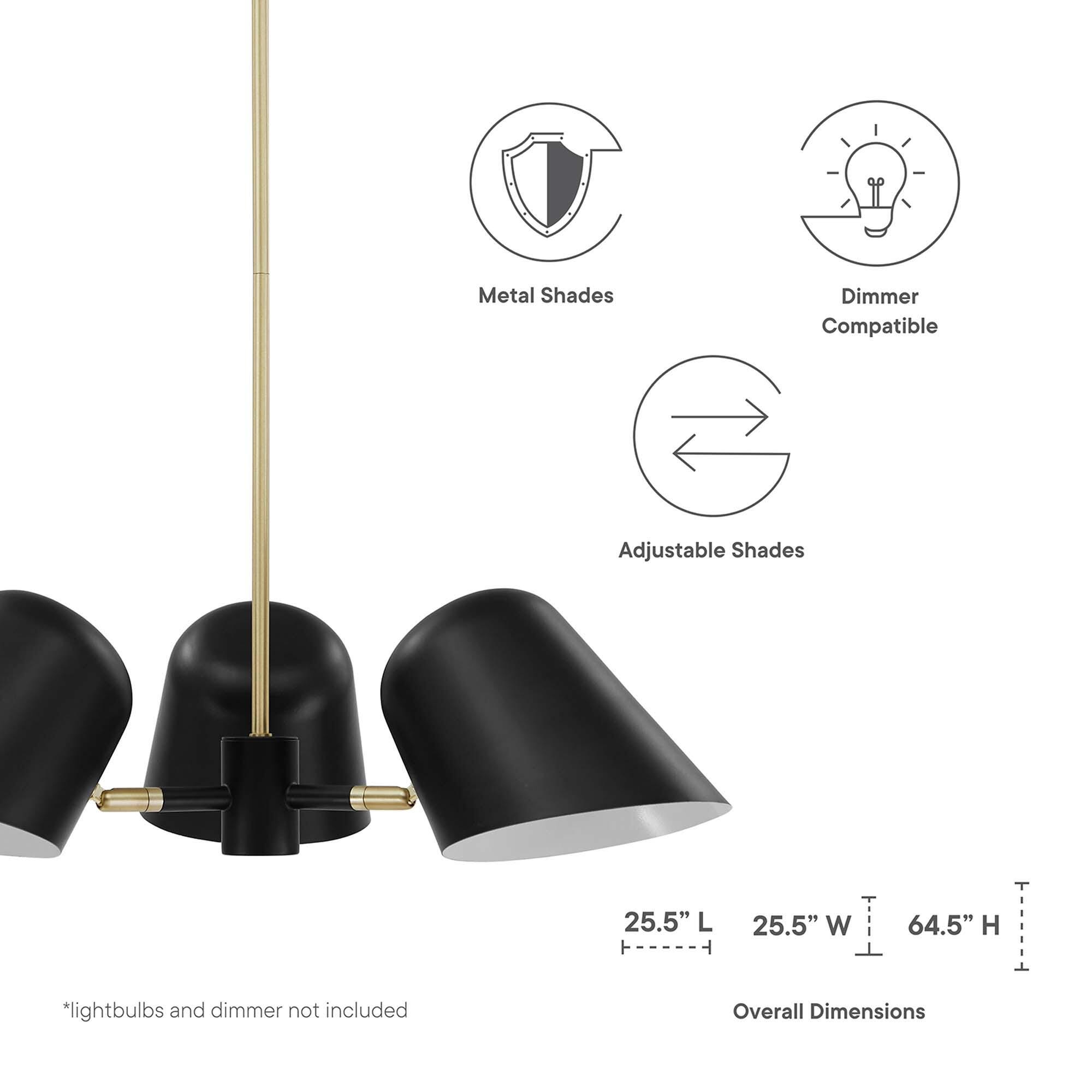 Modway Briana Pendant Light, Black, large