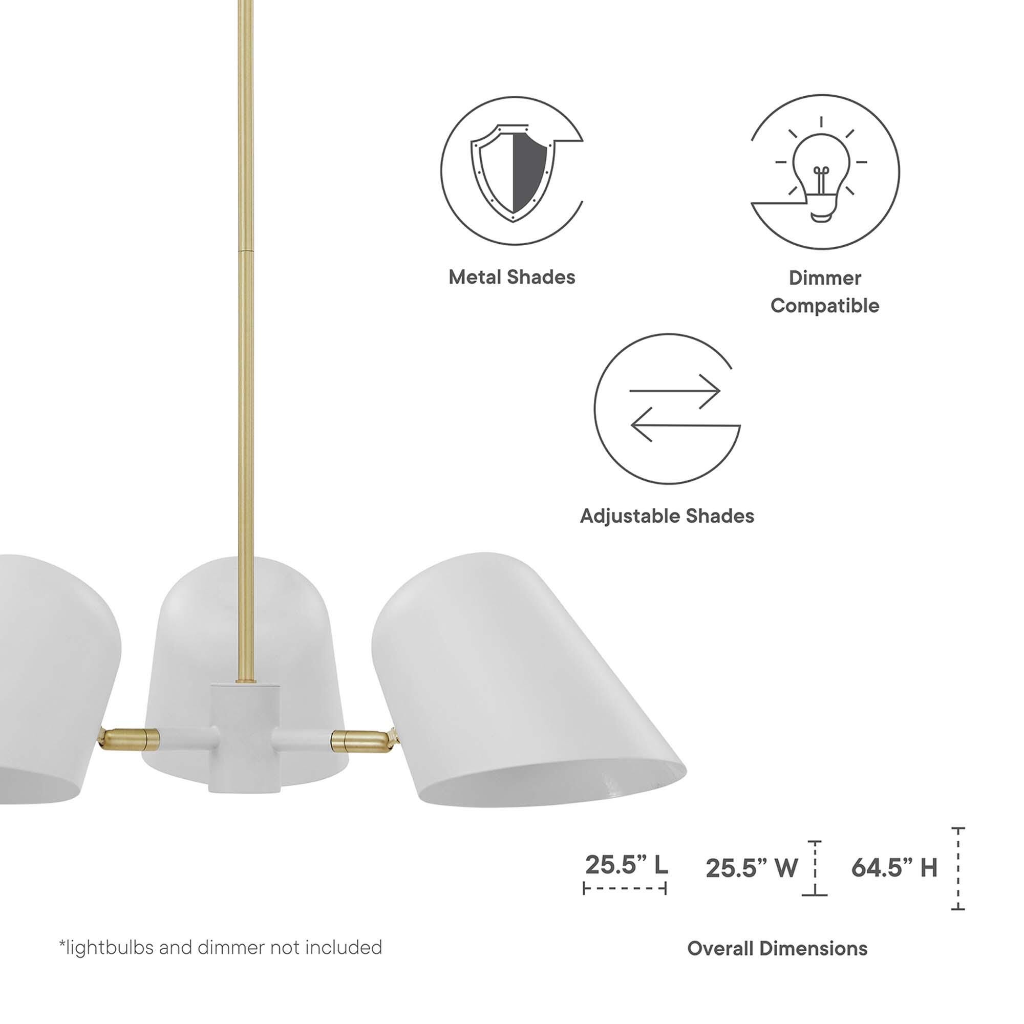 Modway Briana Pendant Light, White, large
