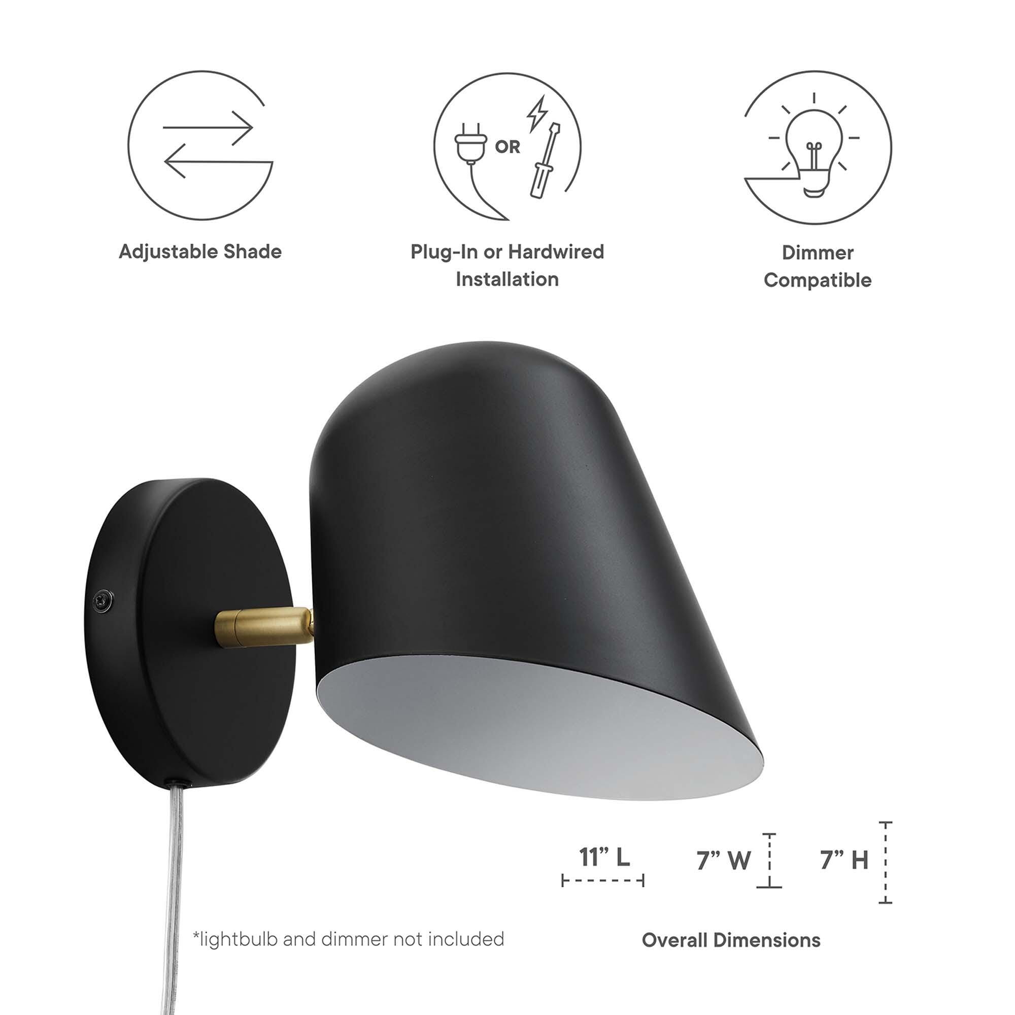 Modway Briana Wall Sconce, Black, large
