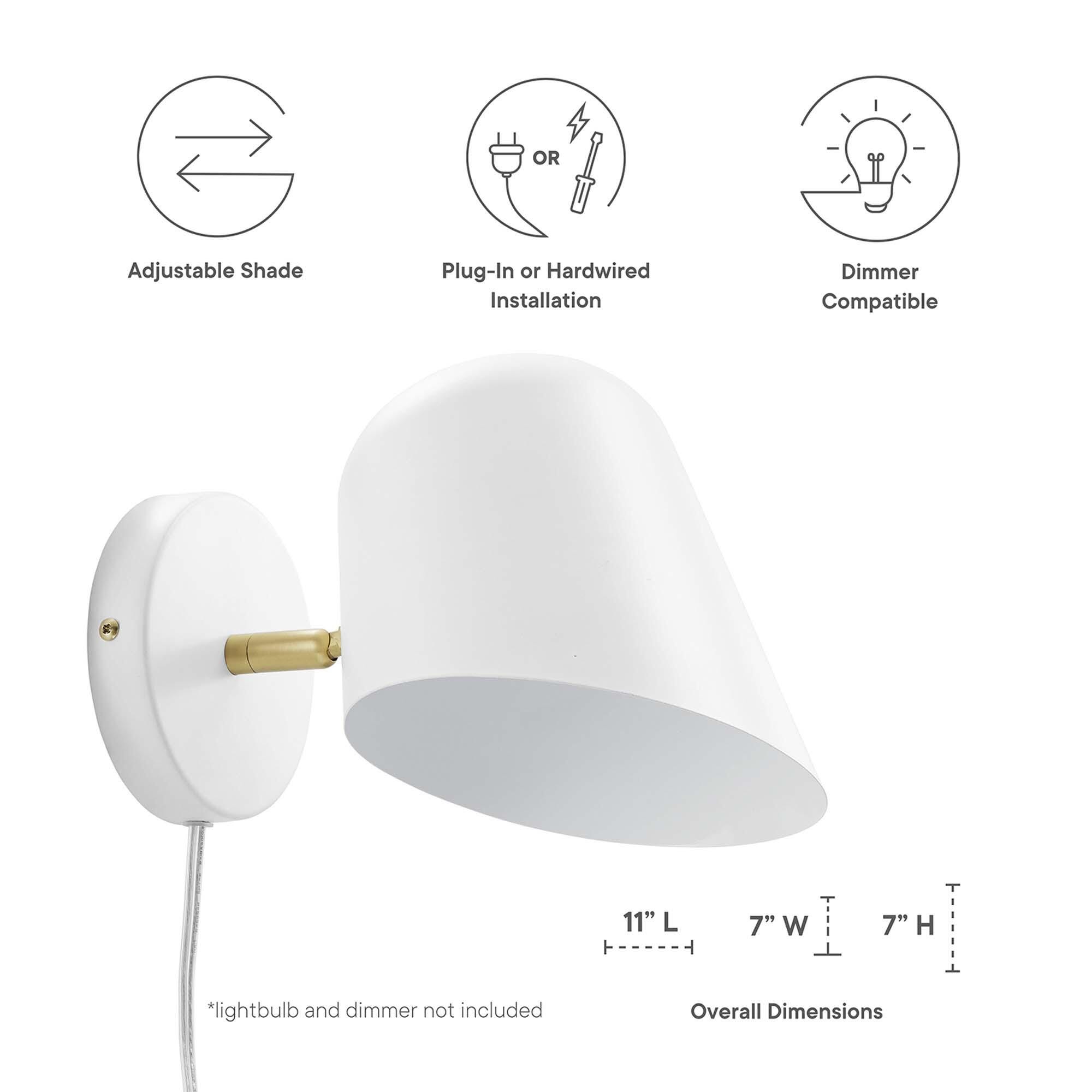 Modway Briana Wall Sconce, White, large