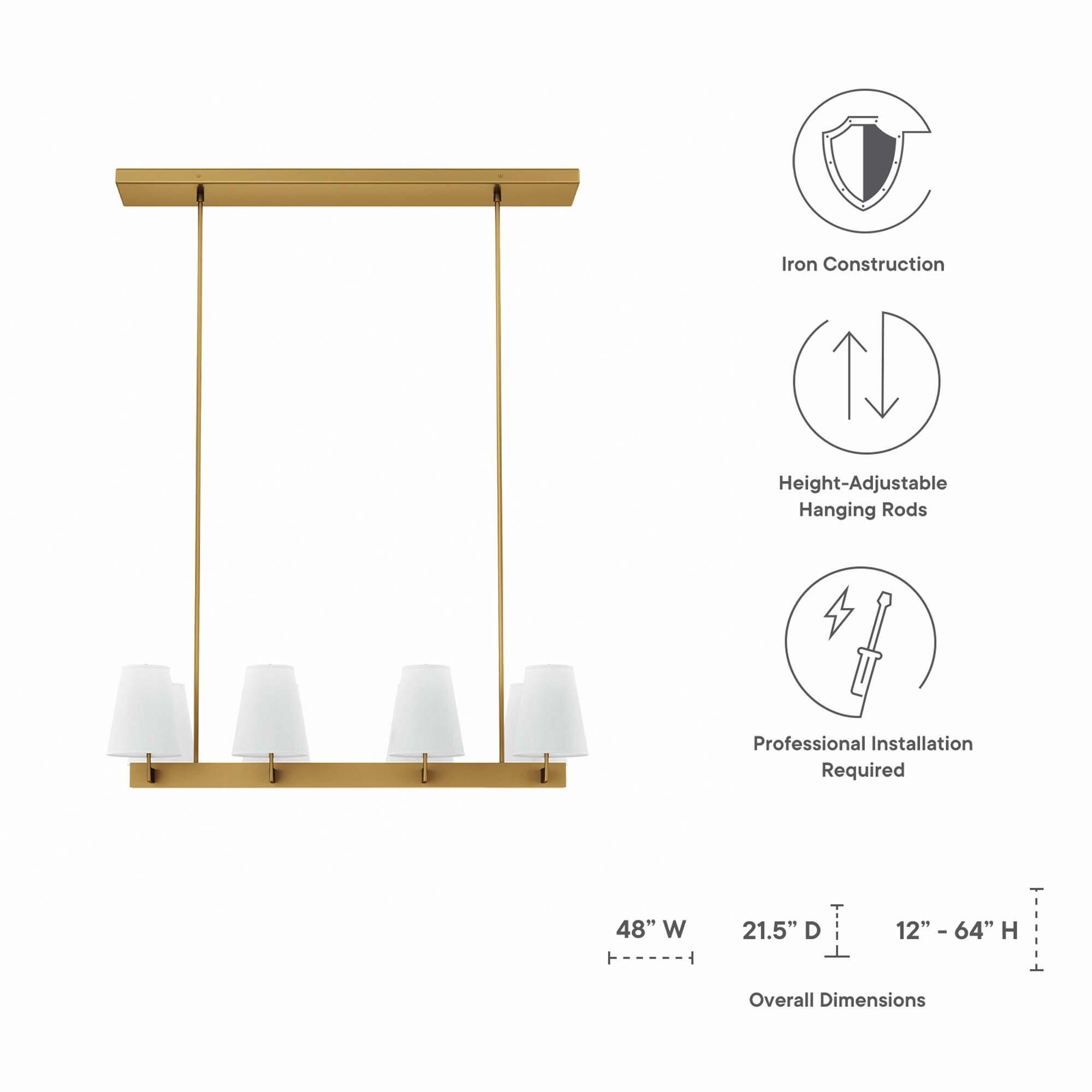 Modway Enthrall 8-Light Chandelier, White/Brass, large