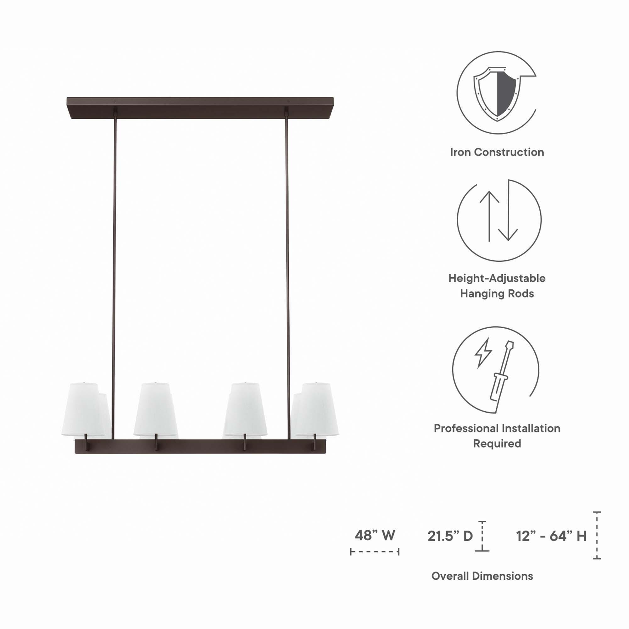 Modway Enthrall 8-Light Chandelier, White/Bronze, large