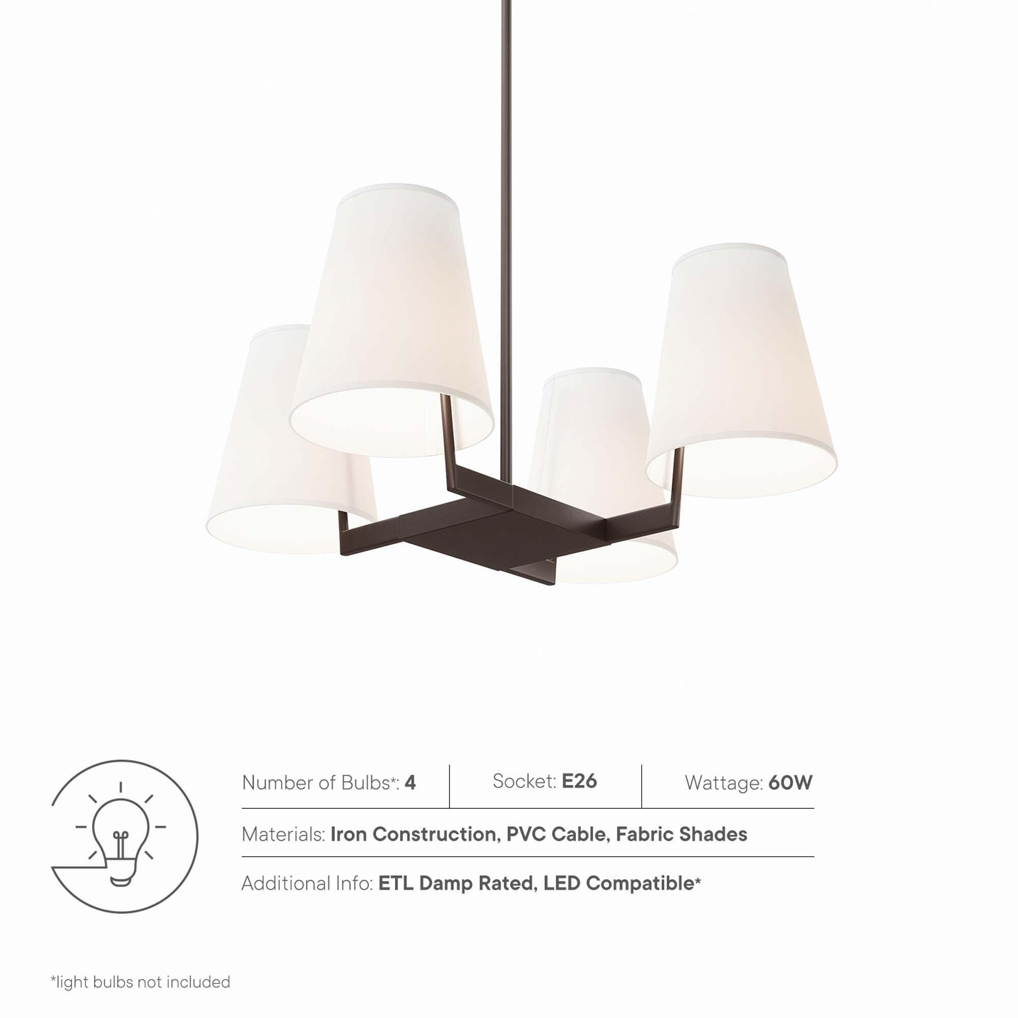 Modway Mercer Pendant Light, White/Bronze, large