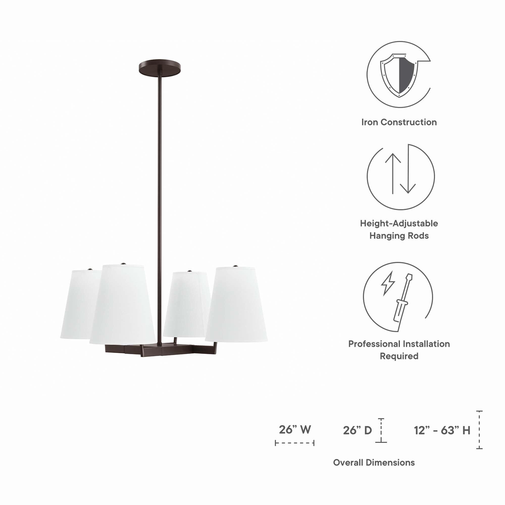 Modway Mercer Pendant Light, White/Bronze, large