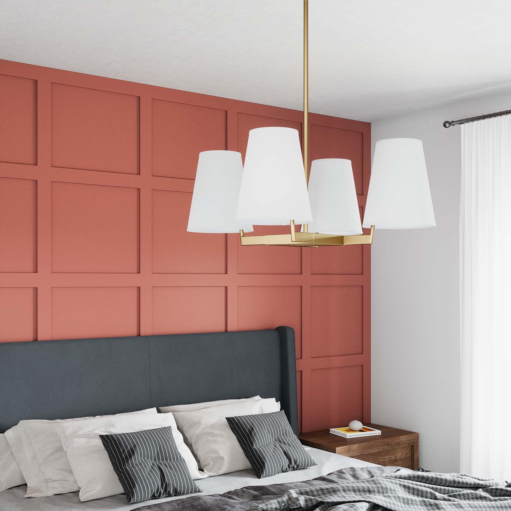Modway Mercer Pendant Light, White/Brass, rollover