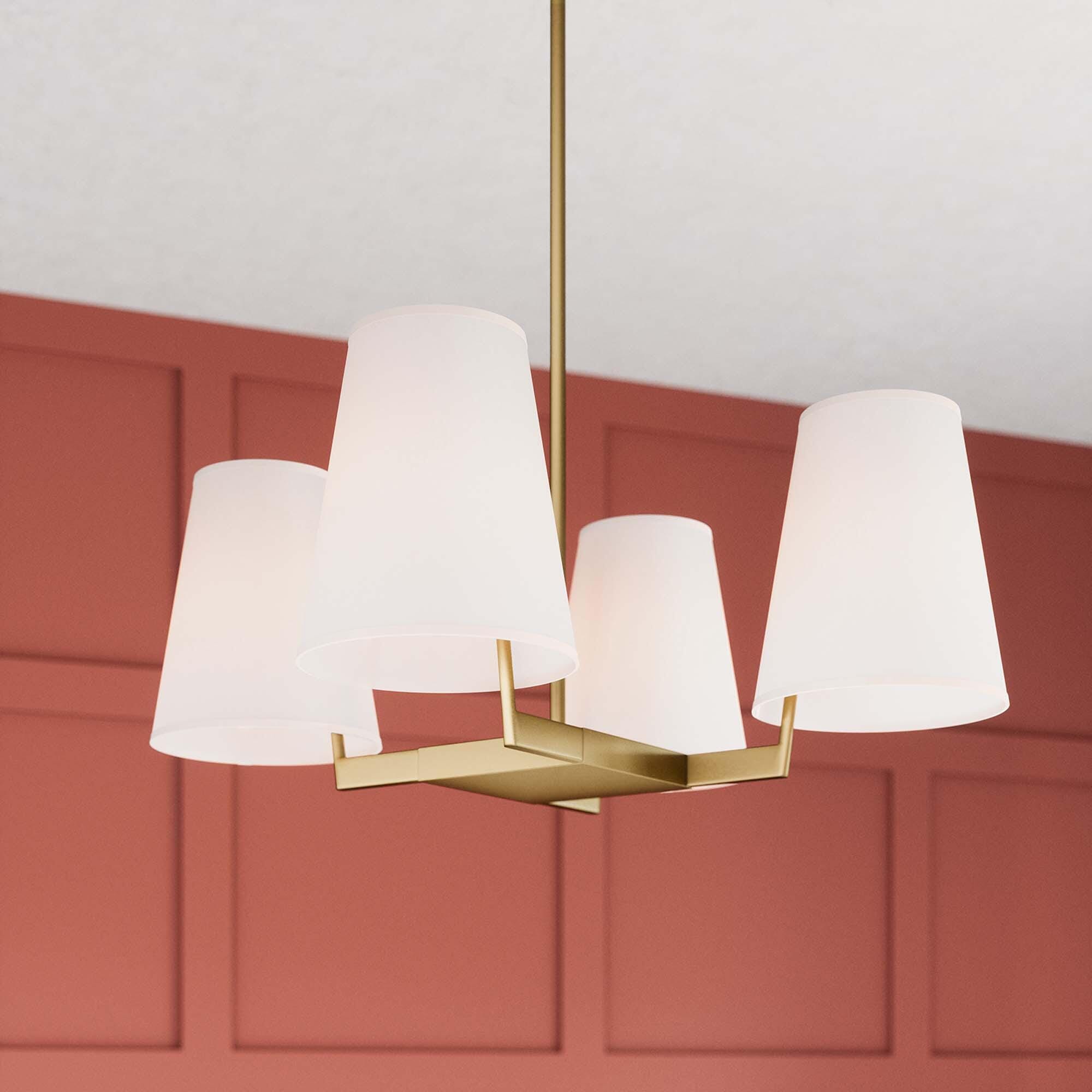 Modway Mercer Pendant Light, White/Brass, large