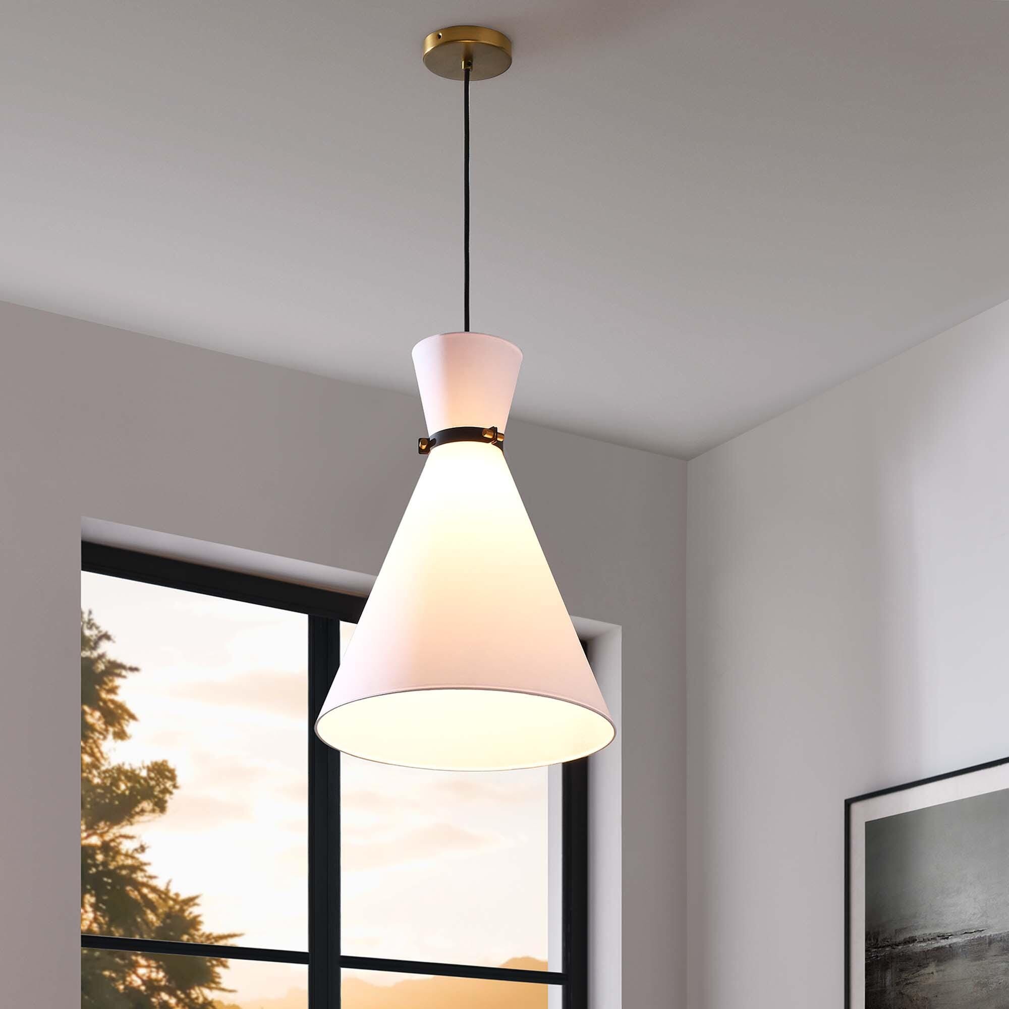 Modway Starlight Pendant Light, White/Brass, rollover