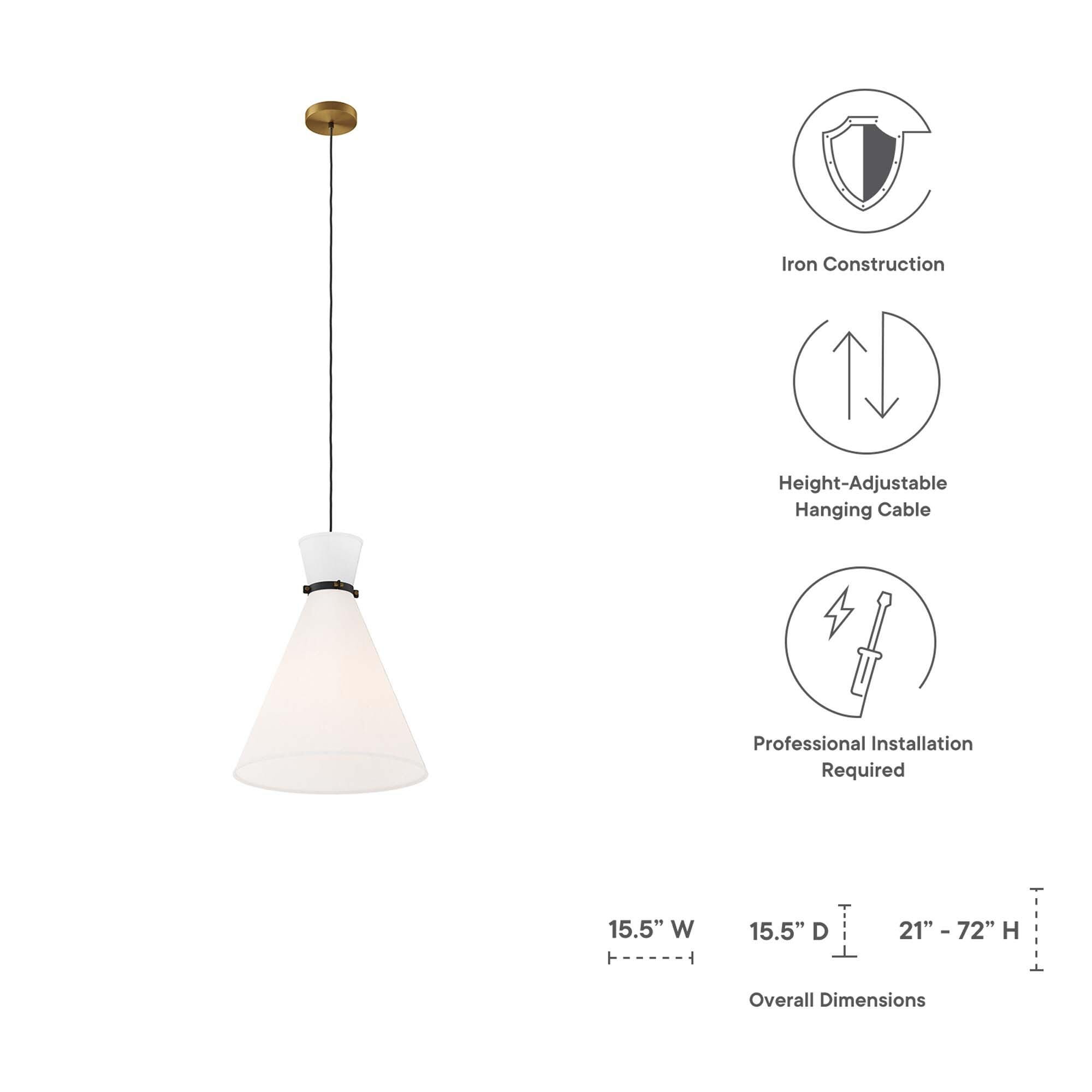 Modway Starlight Pendant Light, White/Brass, large