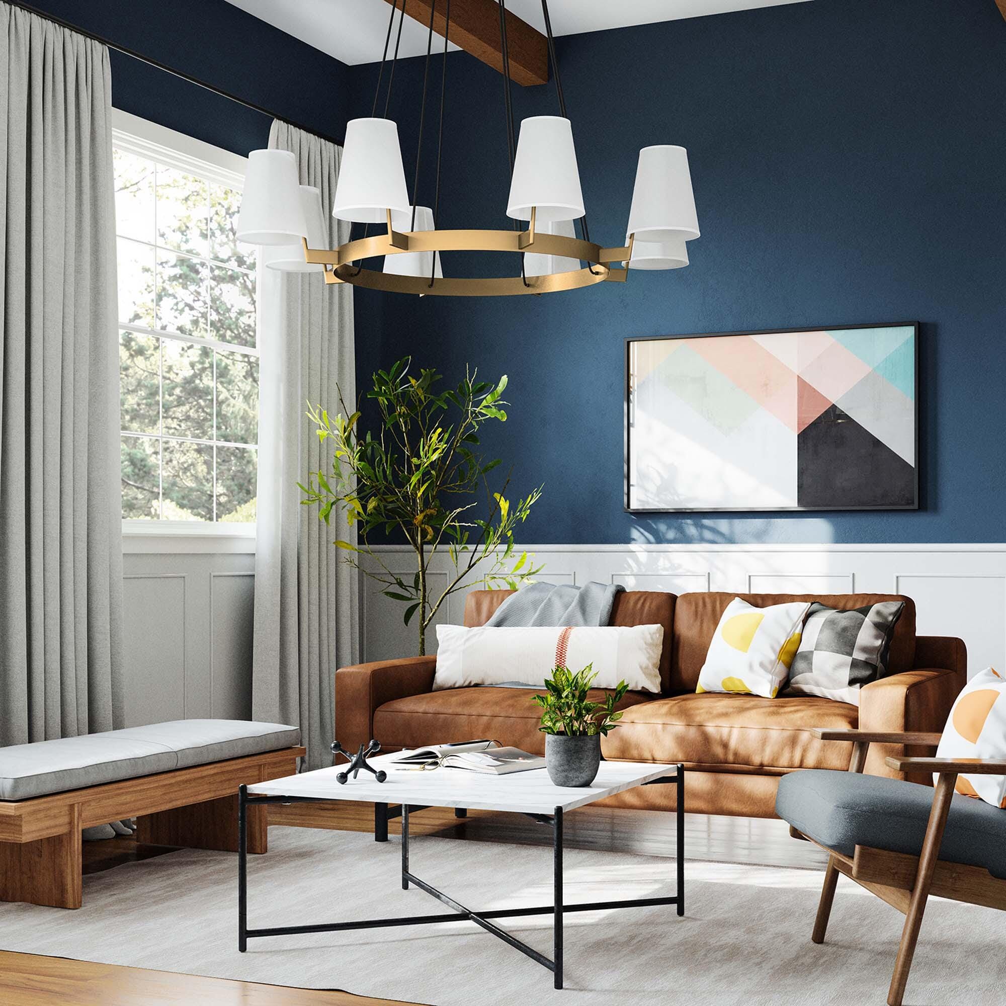 Modway Surround 8-Light Chandelier, White/Brass, rollover