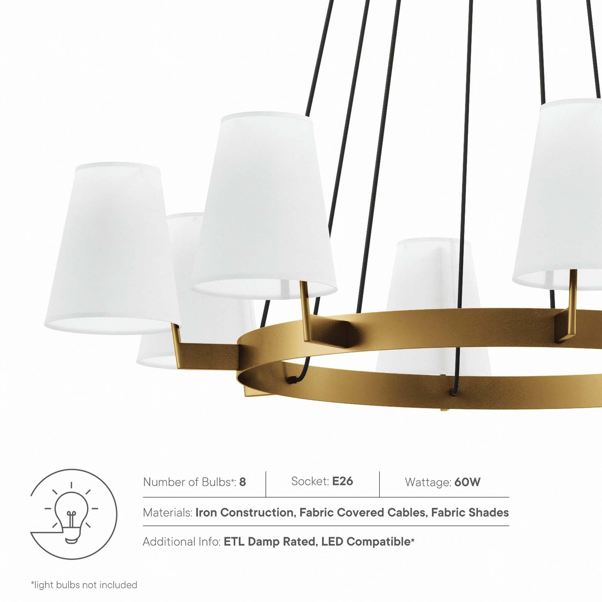 Modway Surround 8-Light Chandelier, White/Brass, large