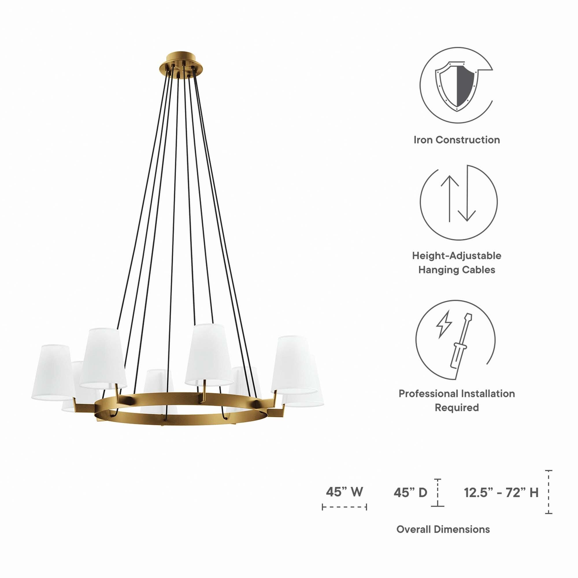 Modway Surround 8-Light Chandelier, White/Brass, large