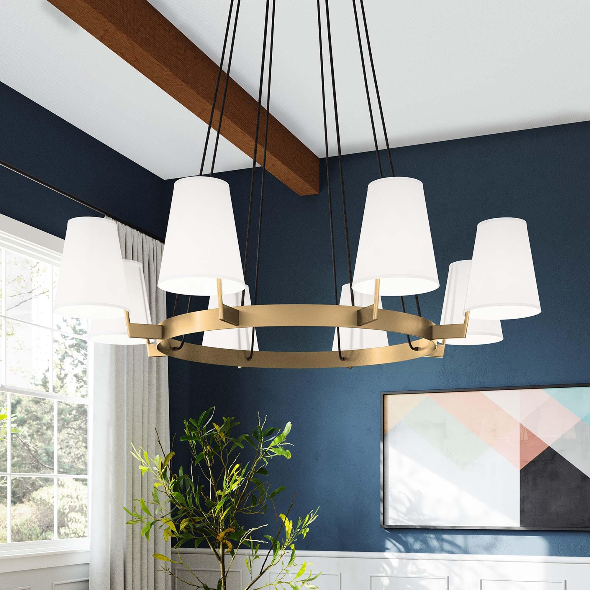 Modway Surround 8-Light Chandelier, White/Brass, large