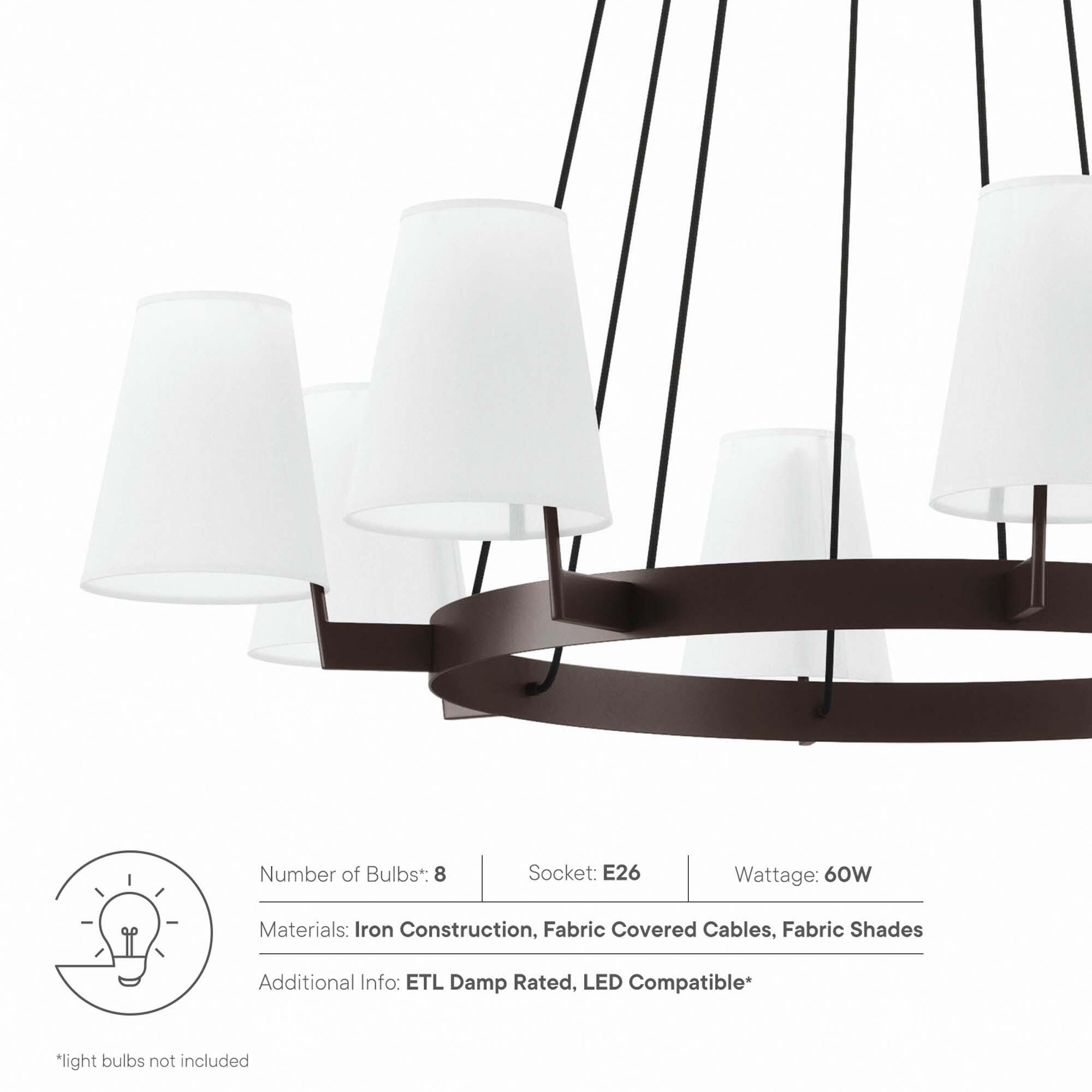 Modway Surround 8-Light Chandelier, White/Bronze, large
