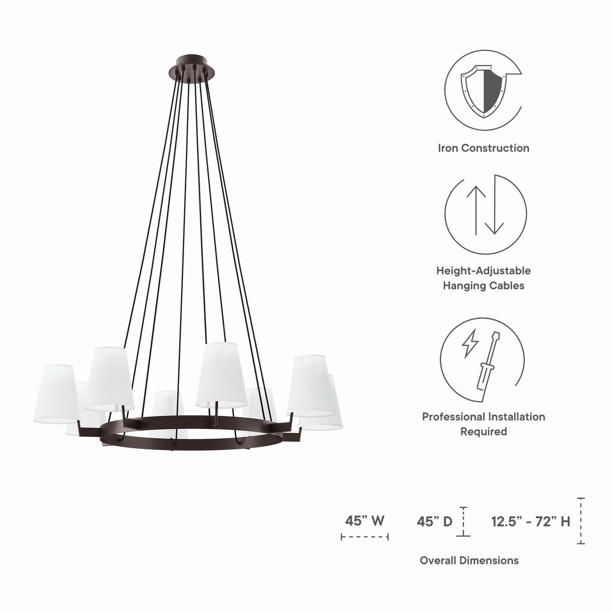 Modway Surround 8-Light Chandelier, White/Bronze, large