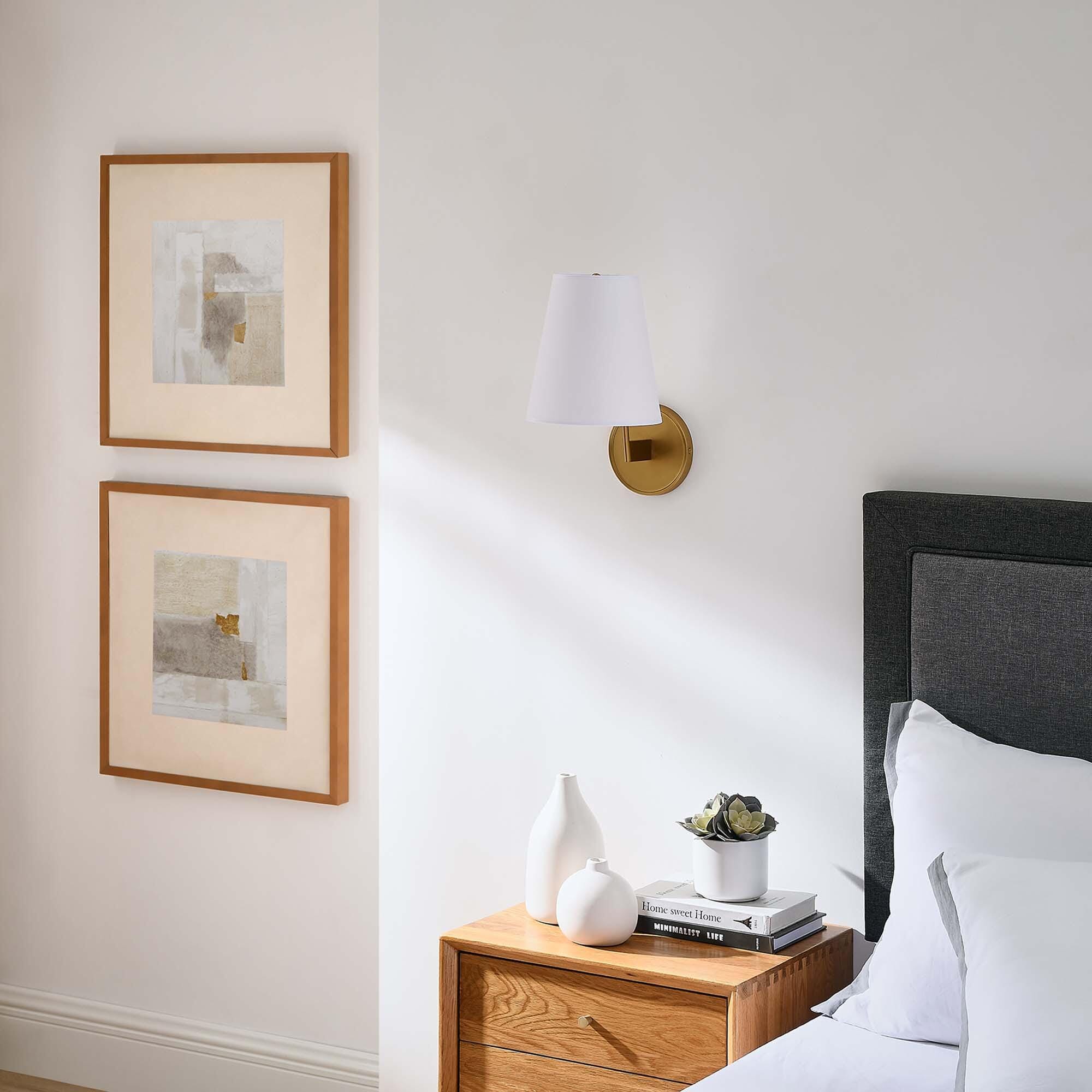 Modway Surround Wall Sconce, White/Brass, rollover