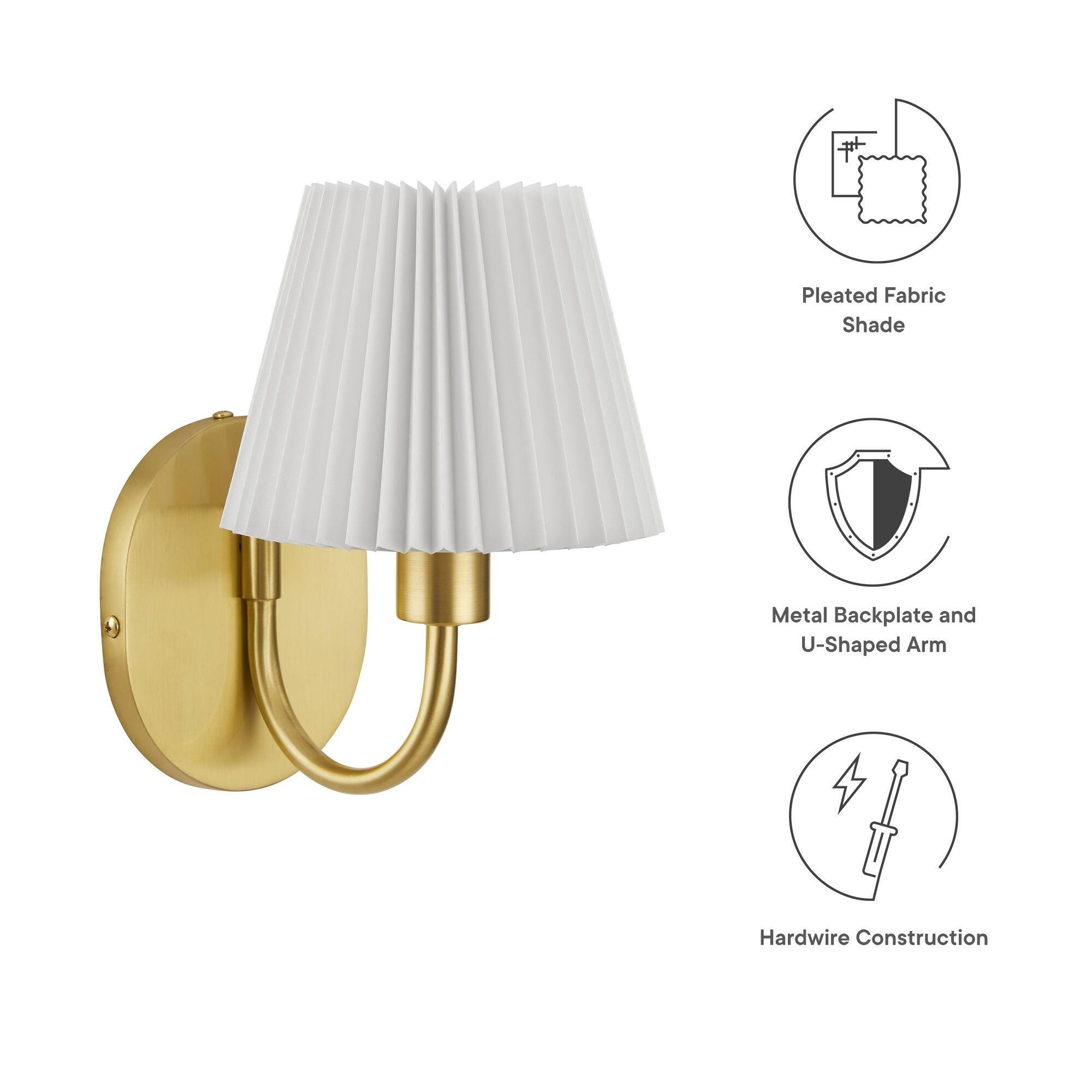 Modway Wave Wall Sconce, Brass, large
