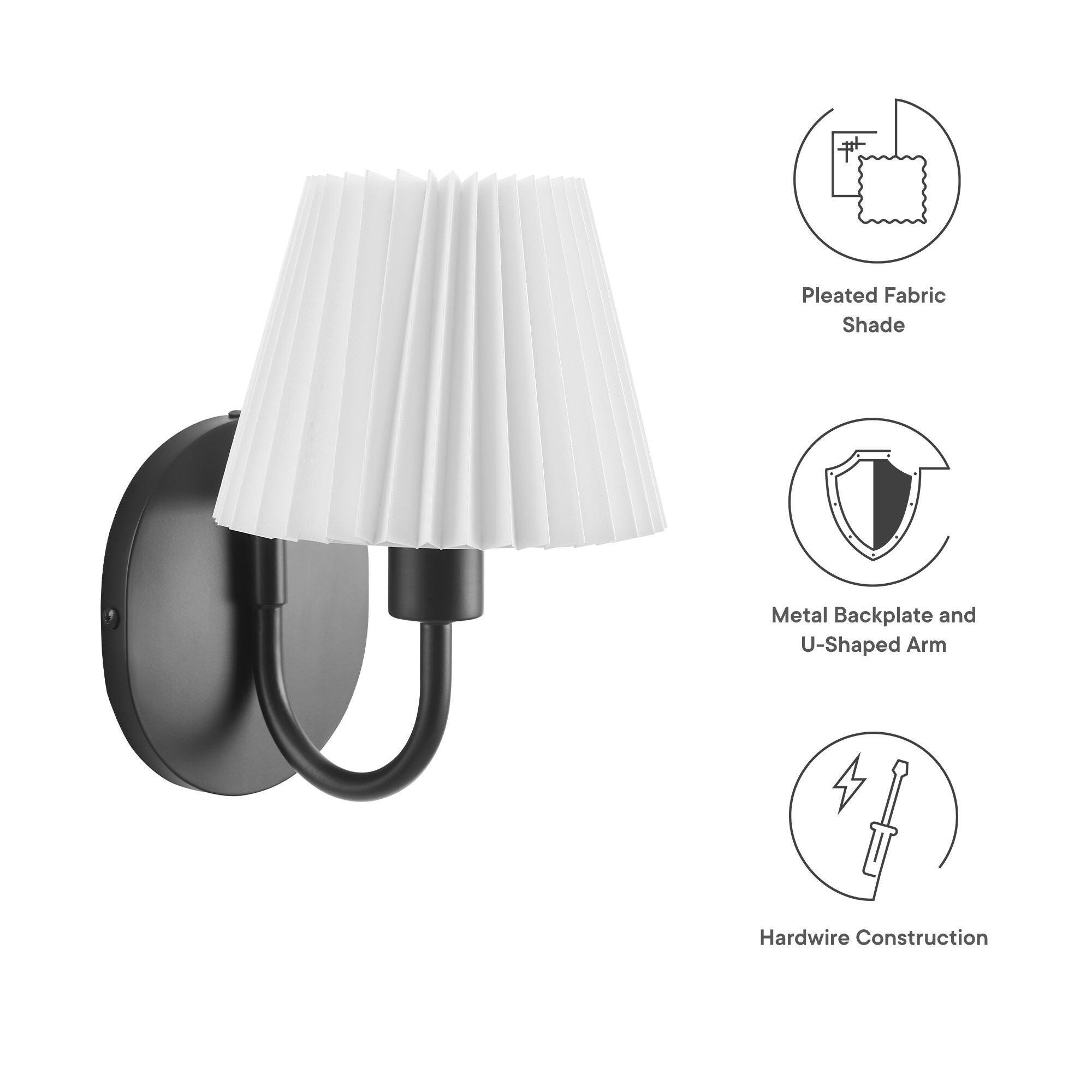 Modway Wave Wall Sconce, Black, large