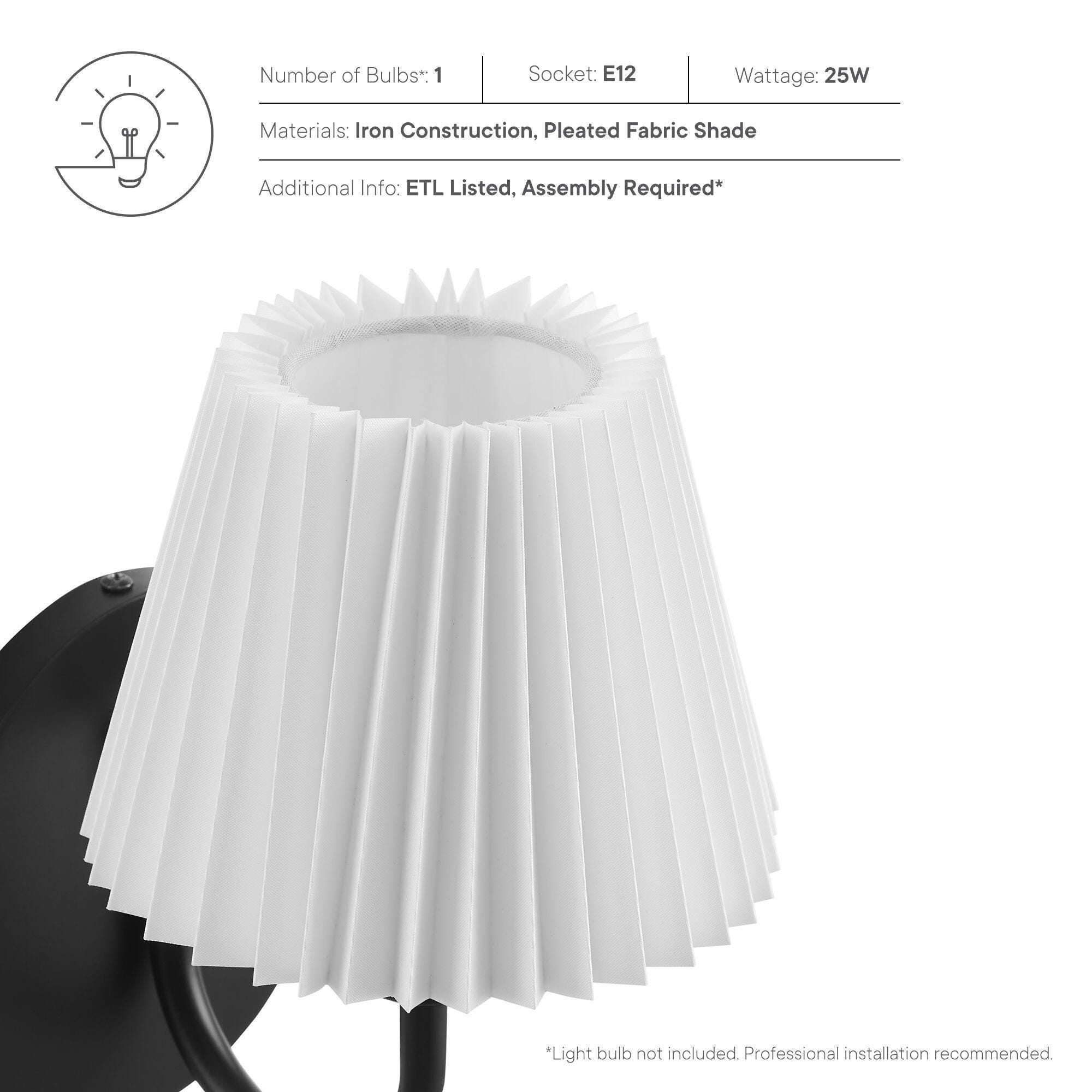 Modway Wave Wall Sconce, Black, large