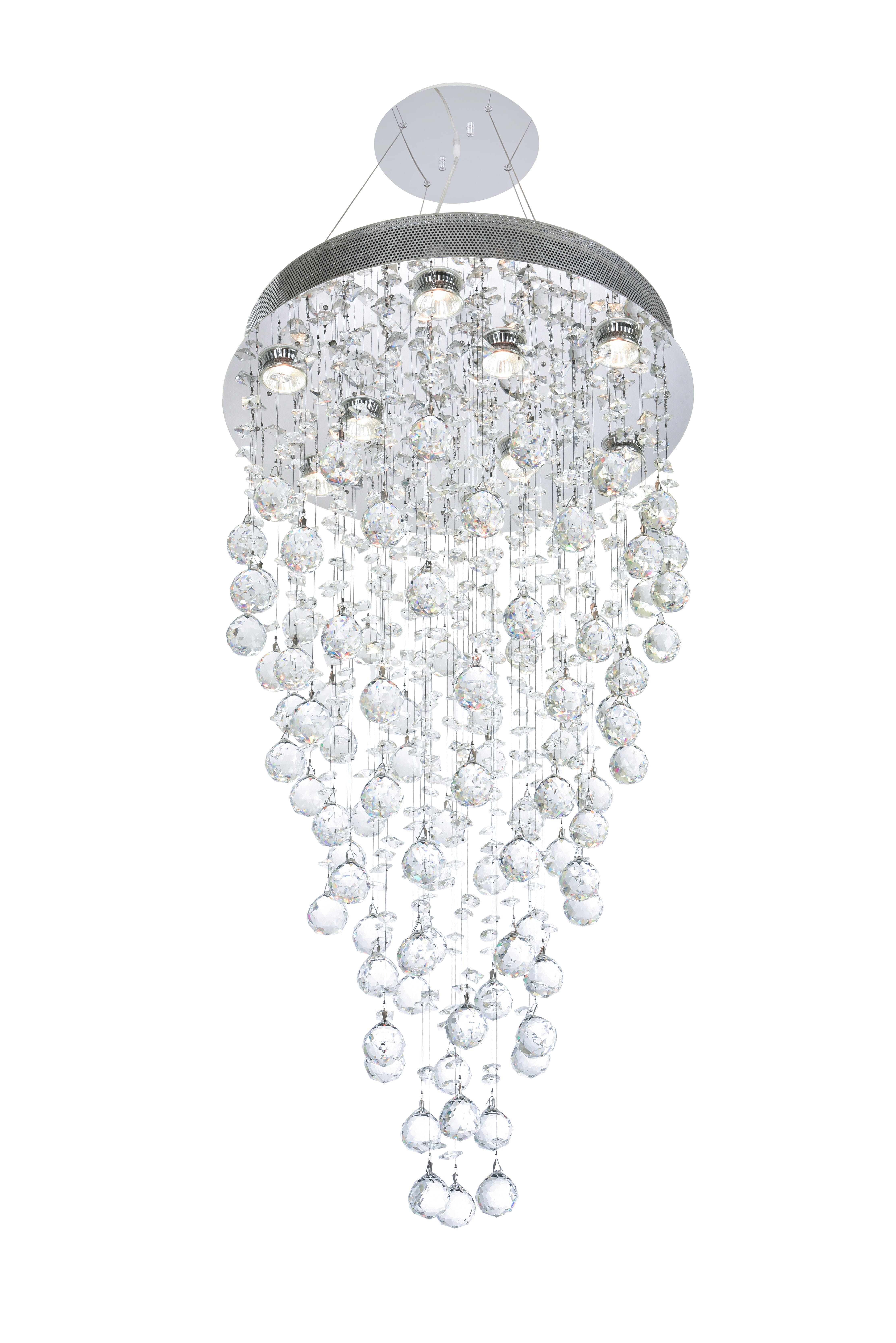 Galaxy 9 Light Chrome Chandelier Clear Royal Cut Crystal, , large