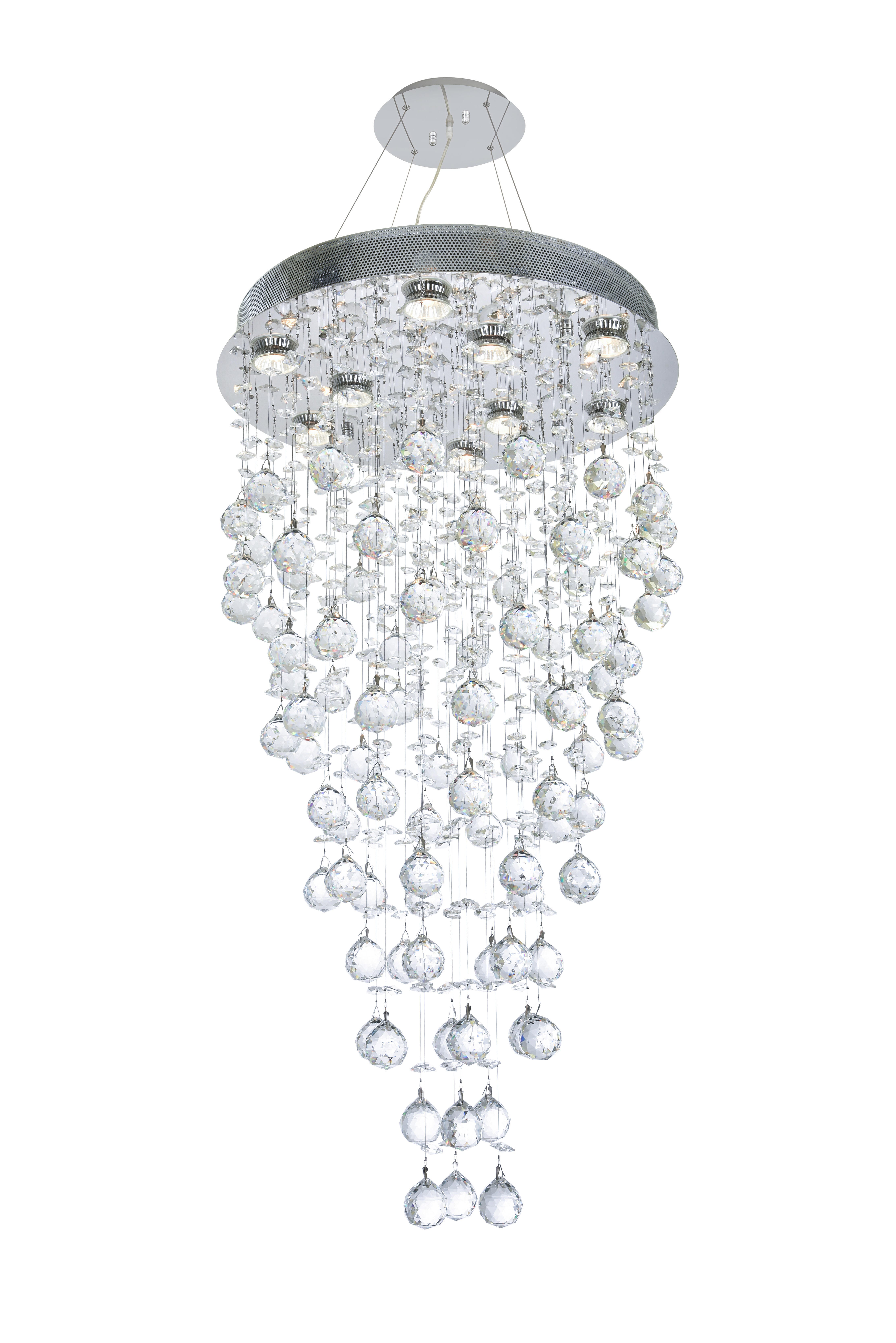 Galaxy 9 Light Chrome Chandelier Clear Royal Cut Crystal, , large