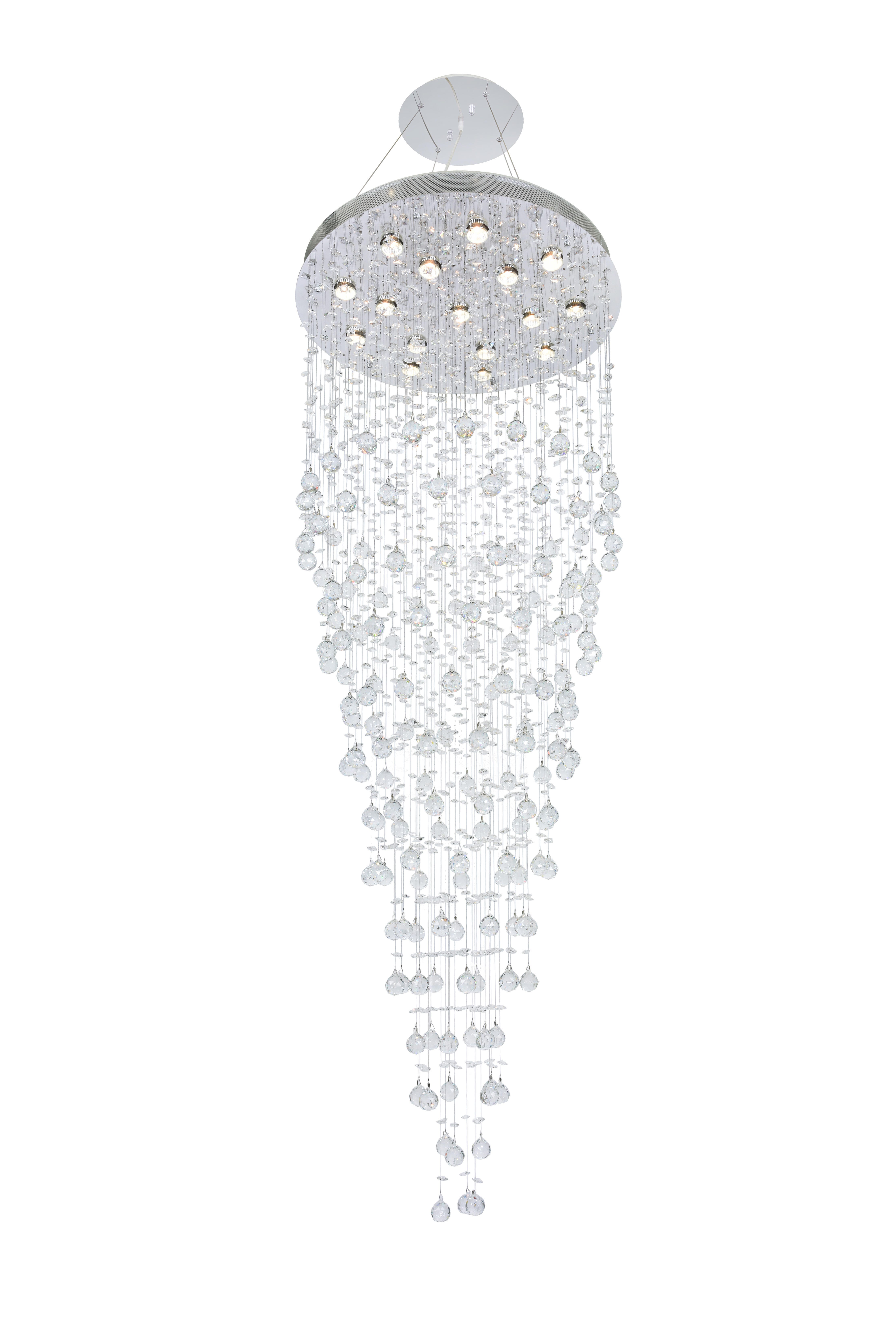 Galaxy 16 Light Chrome Chandelier Clear Royal Cut Crystal, , large