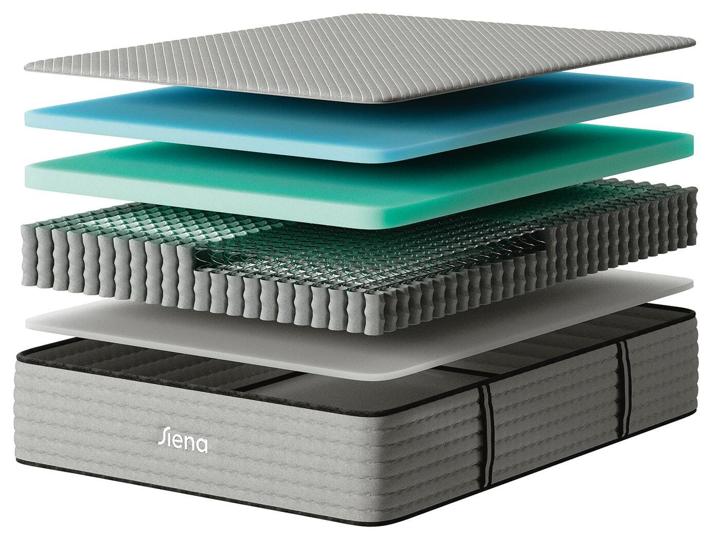 Siena Signature Hybrid 14 Inch King Mattress and 2 Pillows, Gray, large