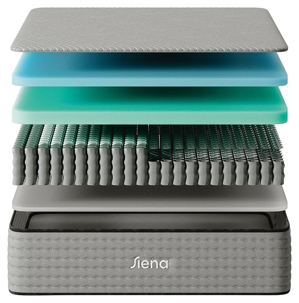 Siena Signature Hybrid 14 Inch King Mattress and 2 Pillows, Gray, large