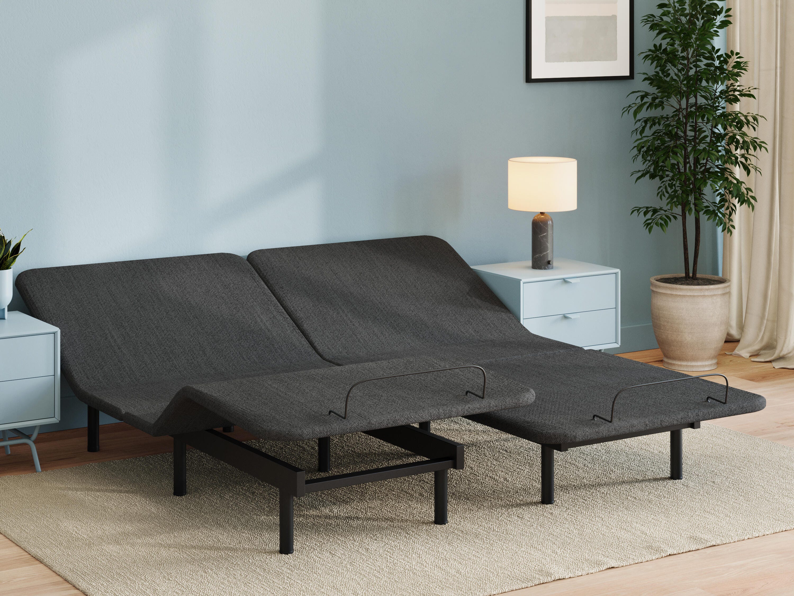 Comfort Classic Adj Base Split California King Adjustable Base, Black, rollover