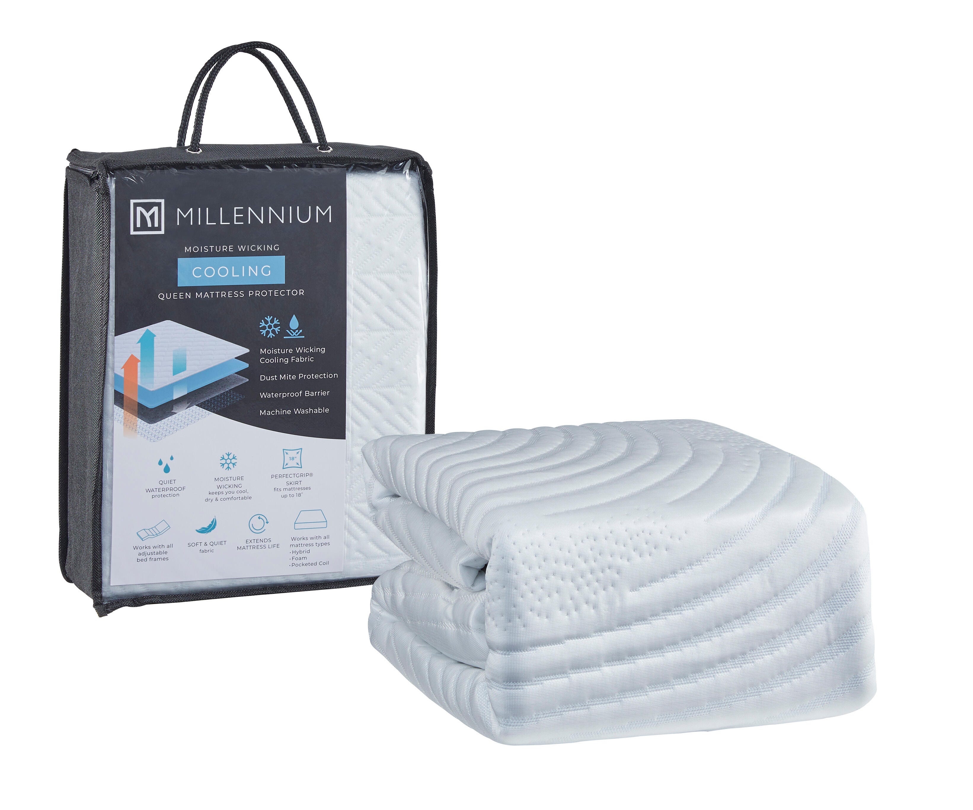 Extra Cooling Protector Queen Mattress Protector, White, large