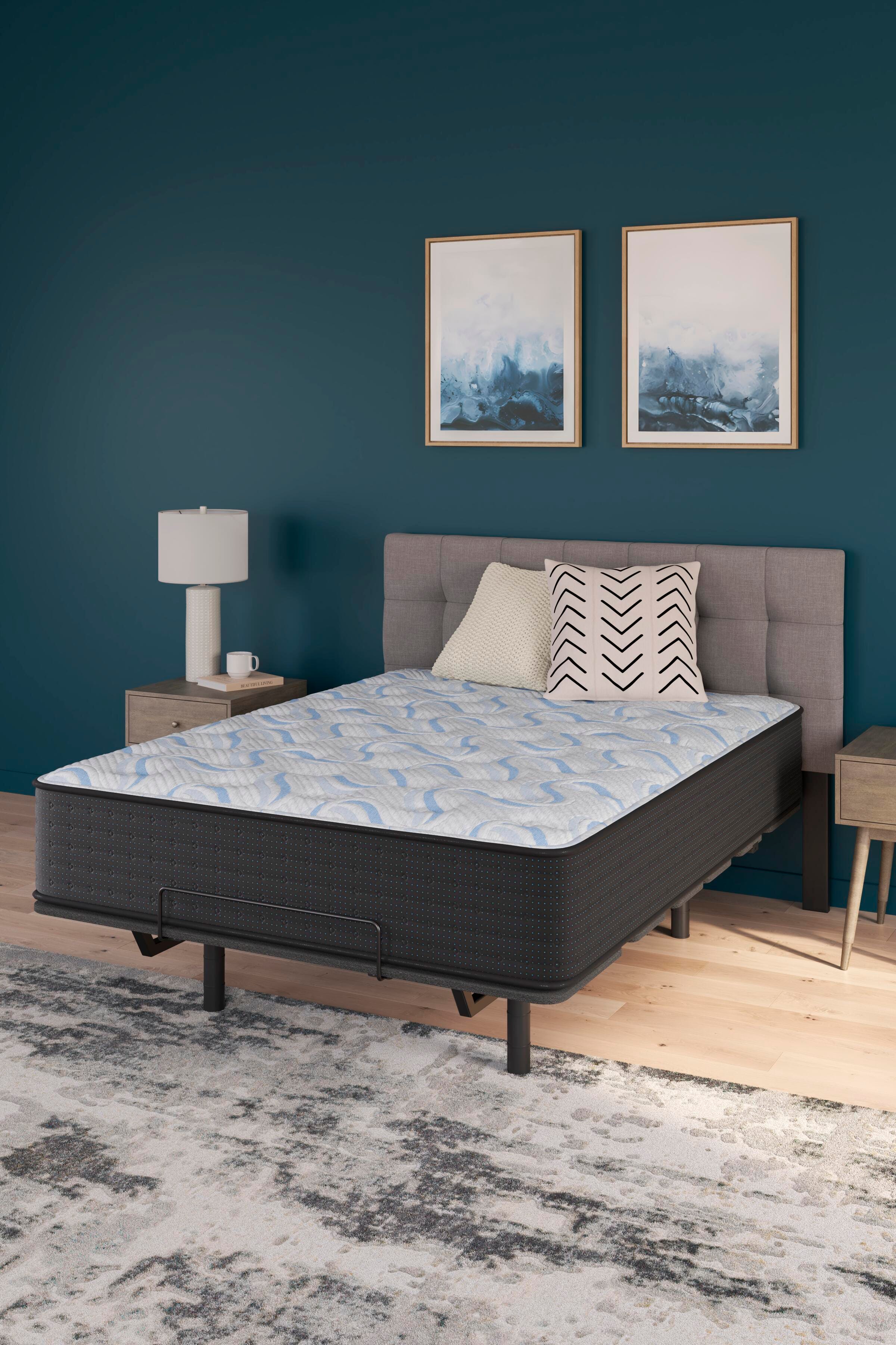 Elite Springs Firm Queen Mattress, Gray/Blue, large