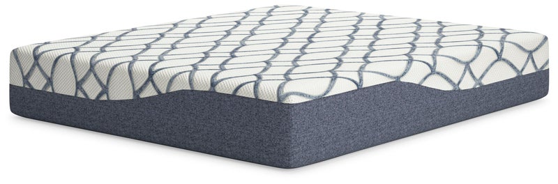 Ashley Sleep Gruve 14" Plush Memory Foam California King Mattress, White/Blue
