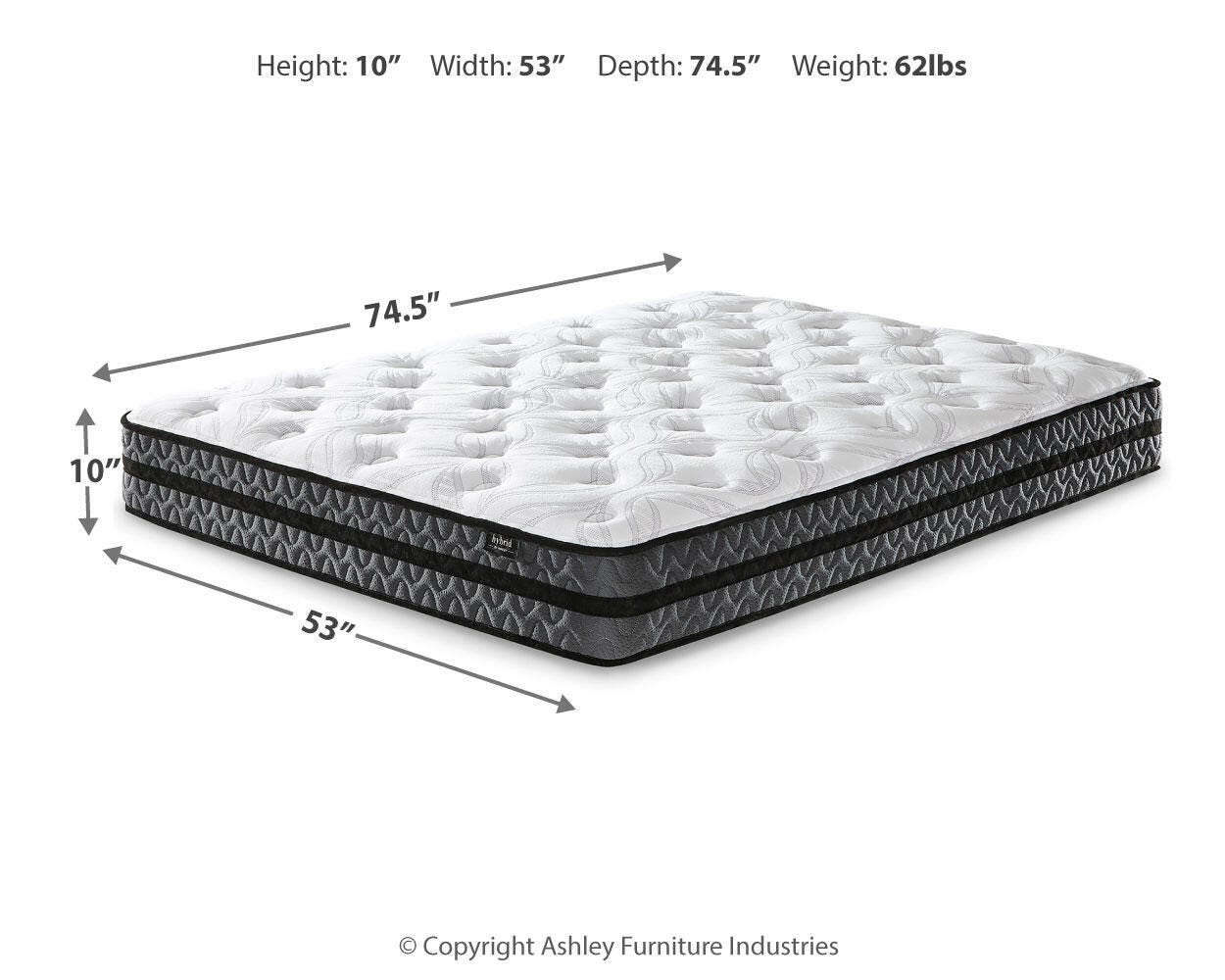 10 Inch Pocketed Hybrid Dimensions