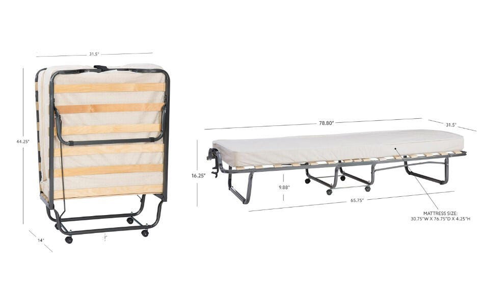 Linon Luxor Folding Bed with Memory Foam, , large