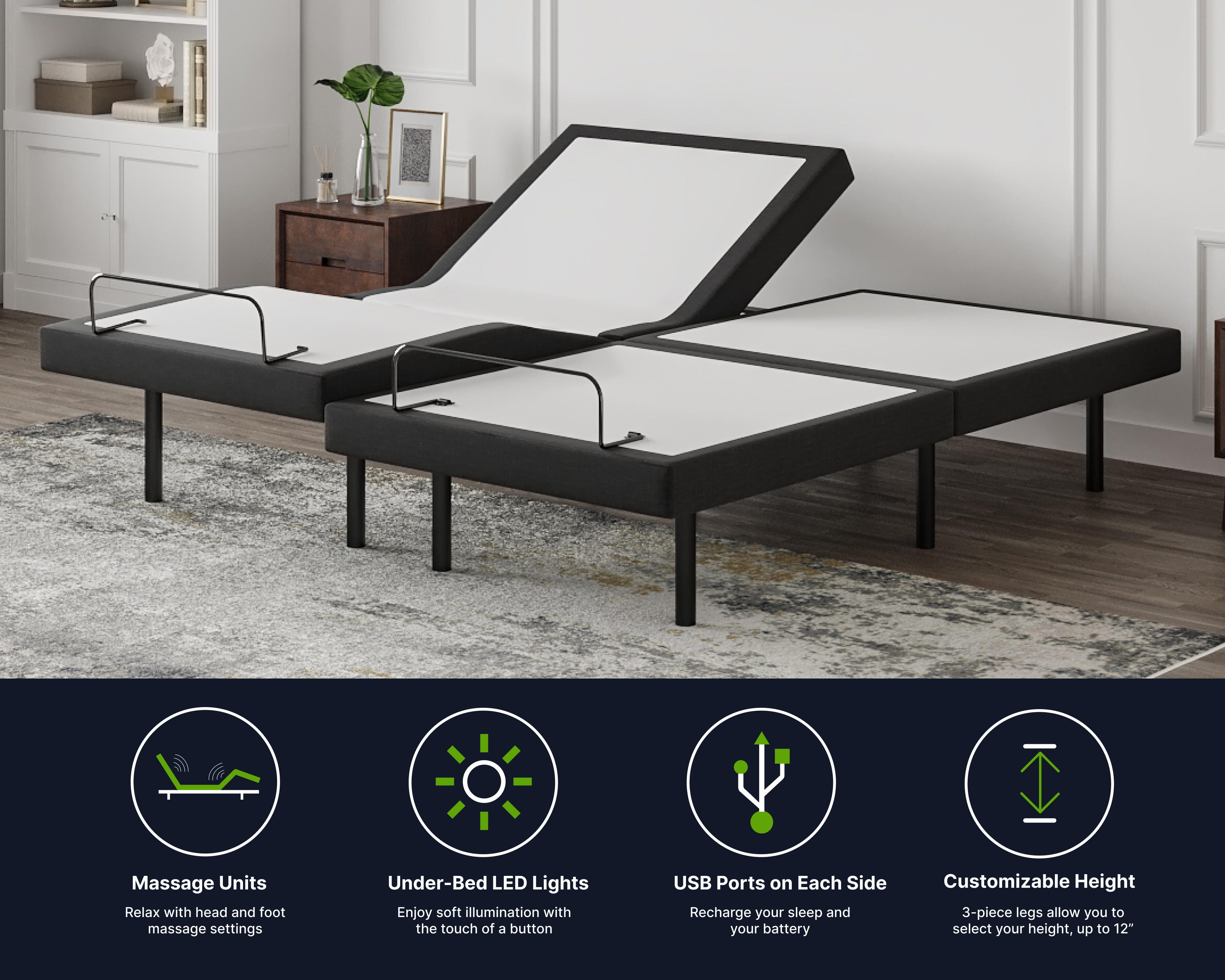 GhostBed Adjustable Bed Frame and Power Base, Black, large