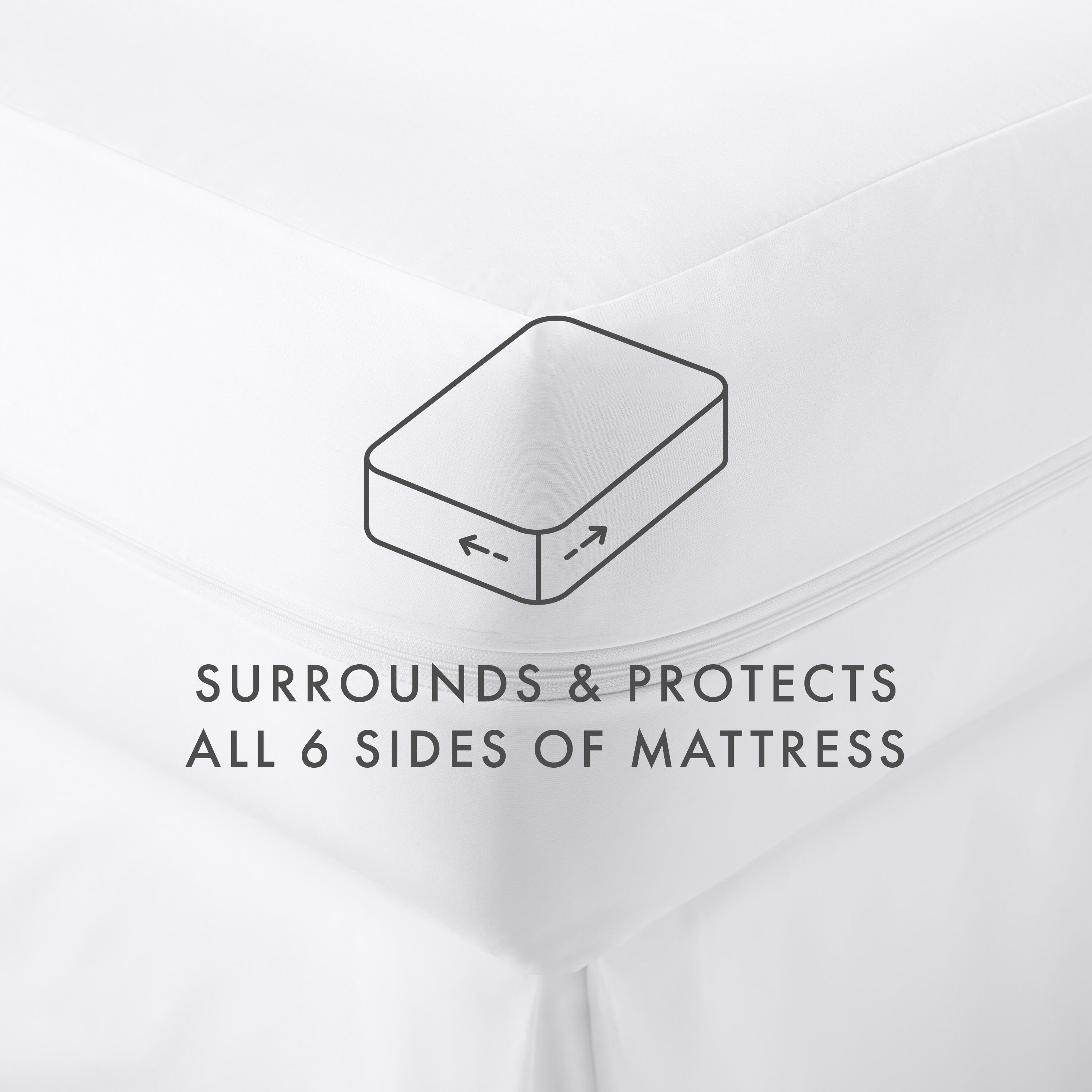 Zippered California King Bed Bug and Spill Proof Mattress Protector, White, large